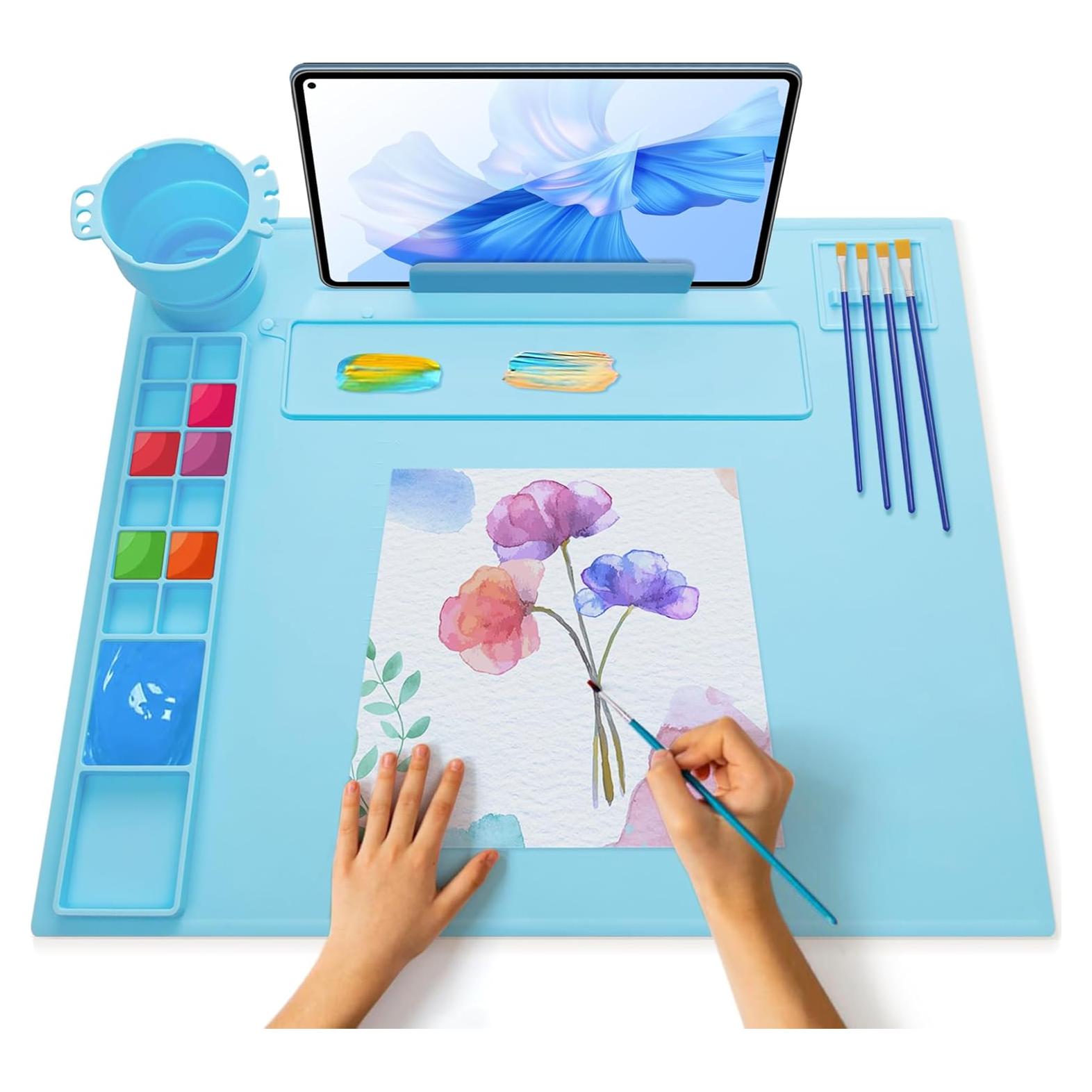 Alfombrilla de Pintura de Silicona iArtker 50.8x40.6 cm Azul