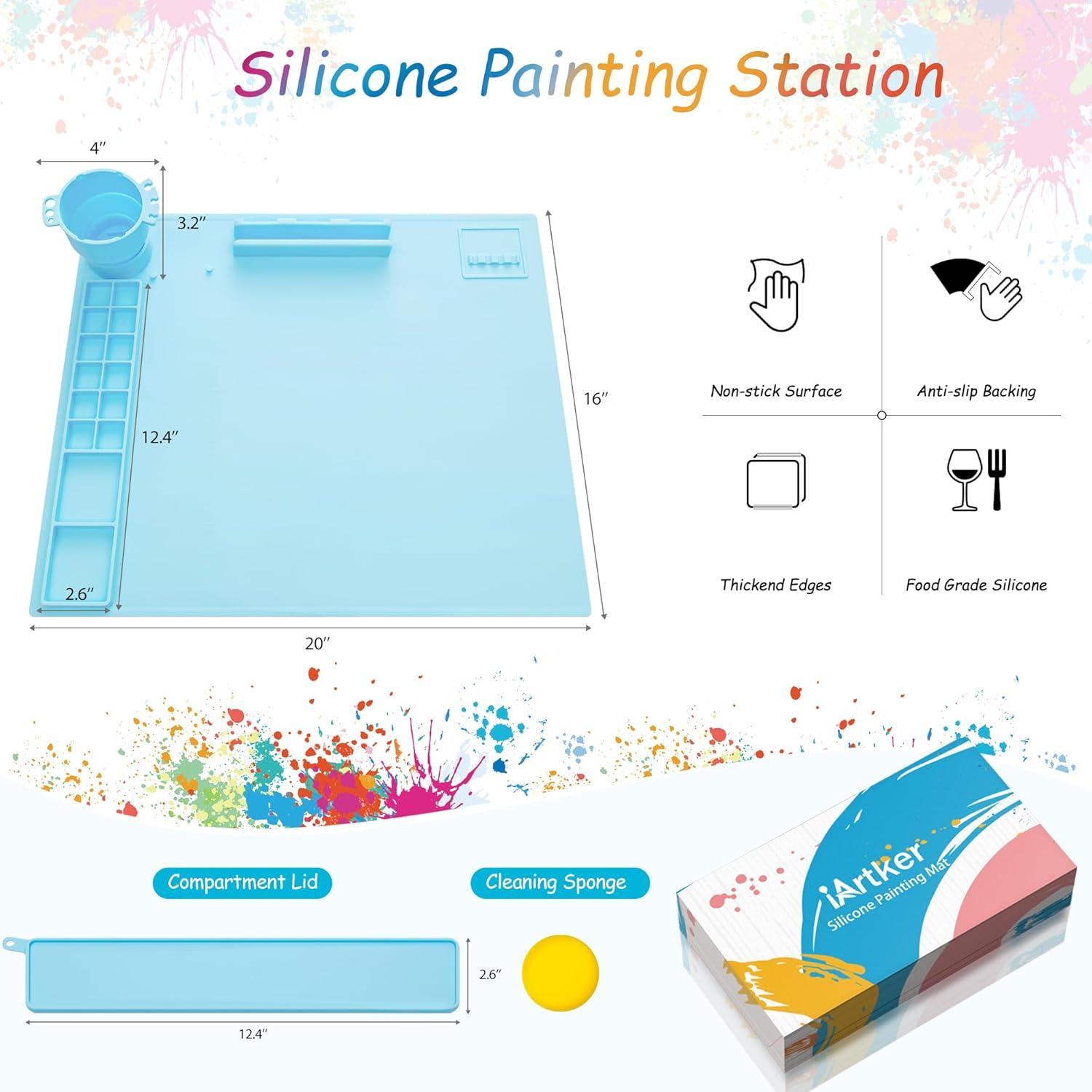 Alfombrilla de Pintura de Silicona iArtker 50.8x40.6 cm Azul