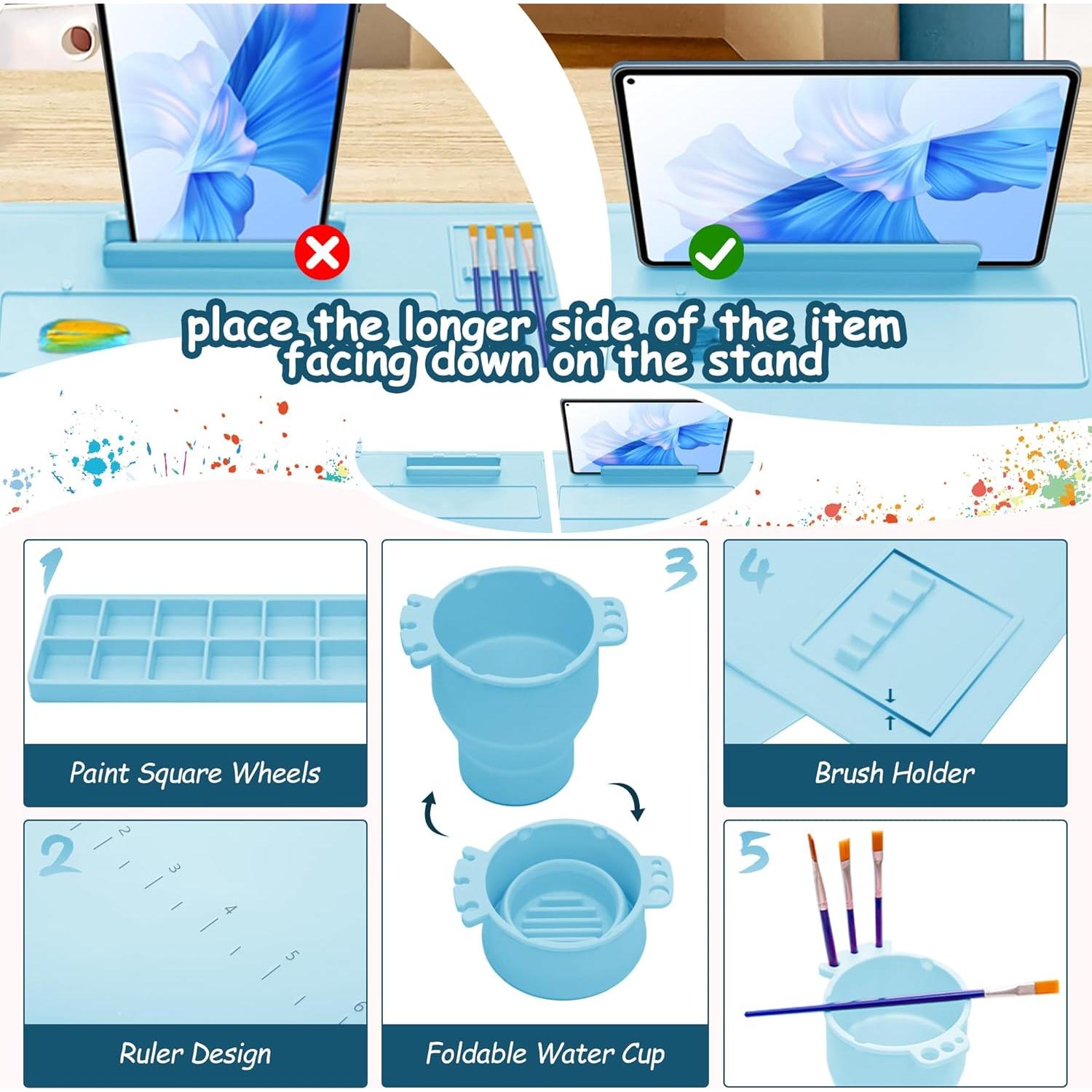 Alfombrilla de Pintura de Silicona iArtker 50.8x40.6 cm Azul