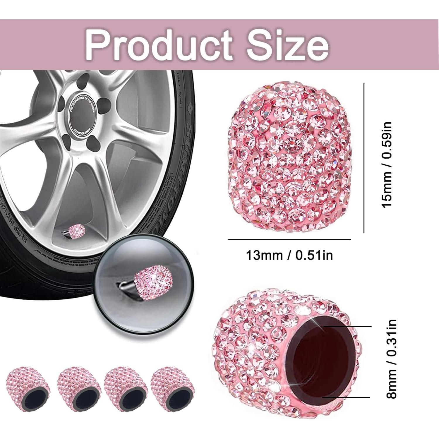 Tapas de Válvula de Neumático Snsnlent Rosa Brillante 4 Pcs