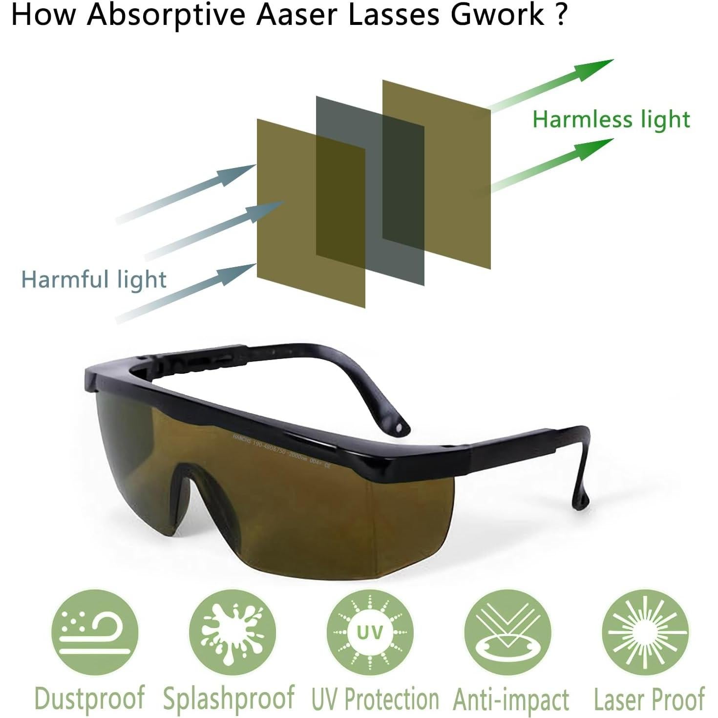 Gafas de Seguridad Lásers UV Protección Ocular Unisex Marrón