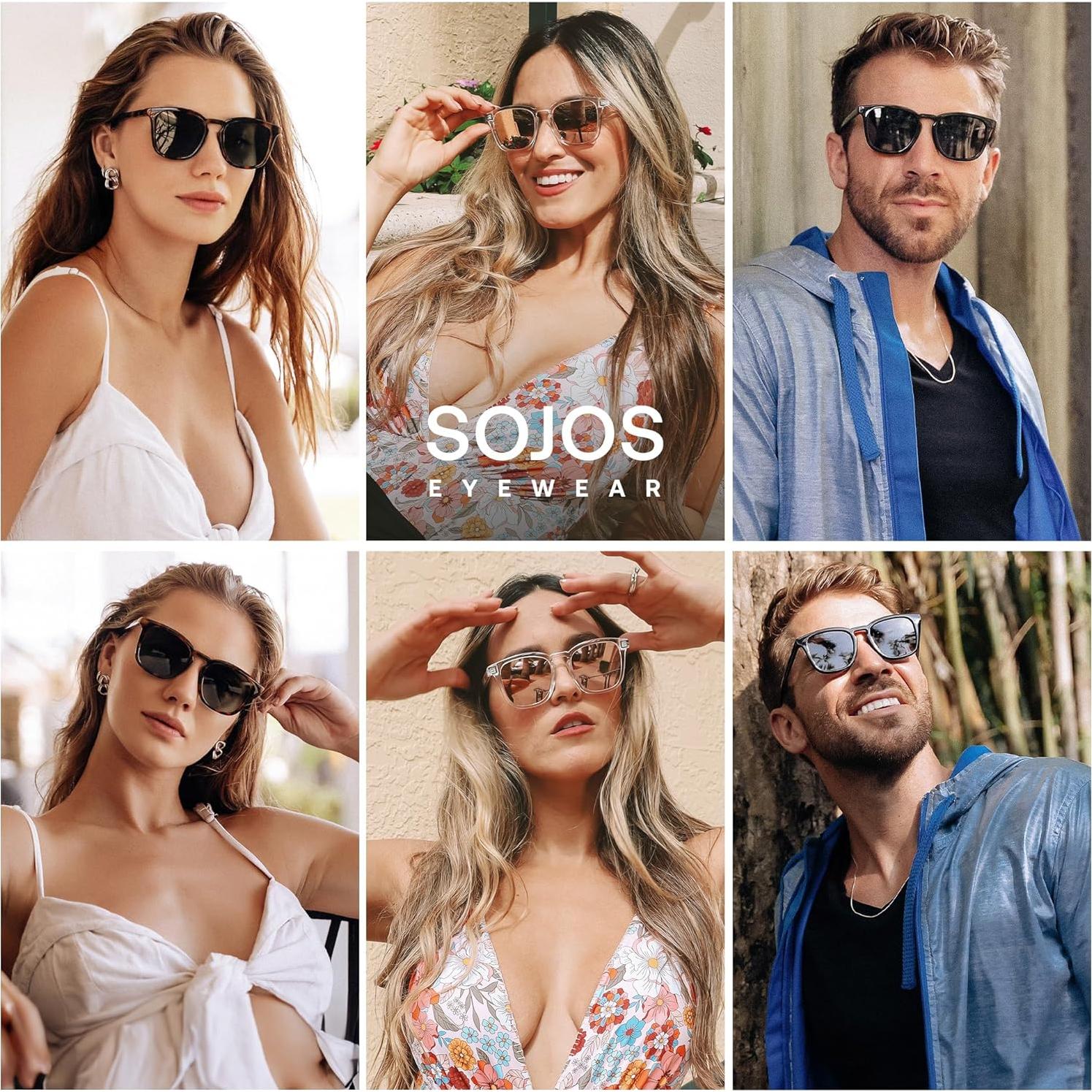 Gafas de sol polarizadas SOJOS UV400 estilo vintage grande