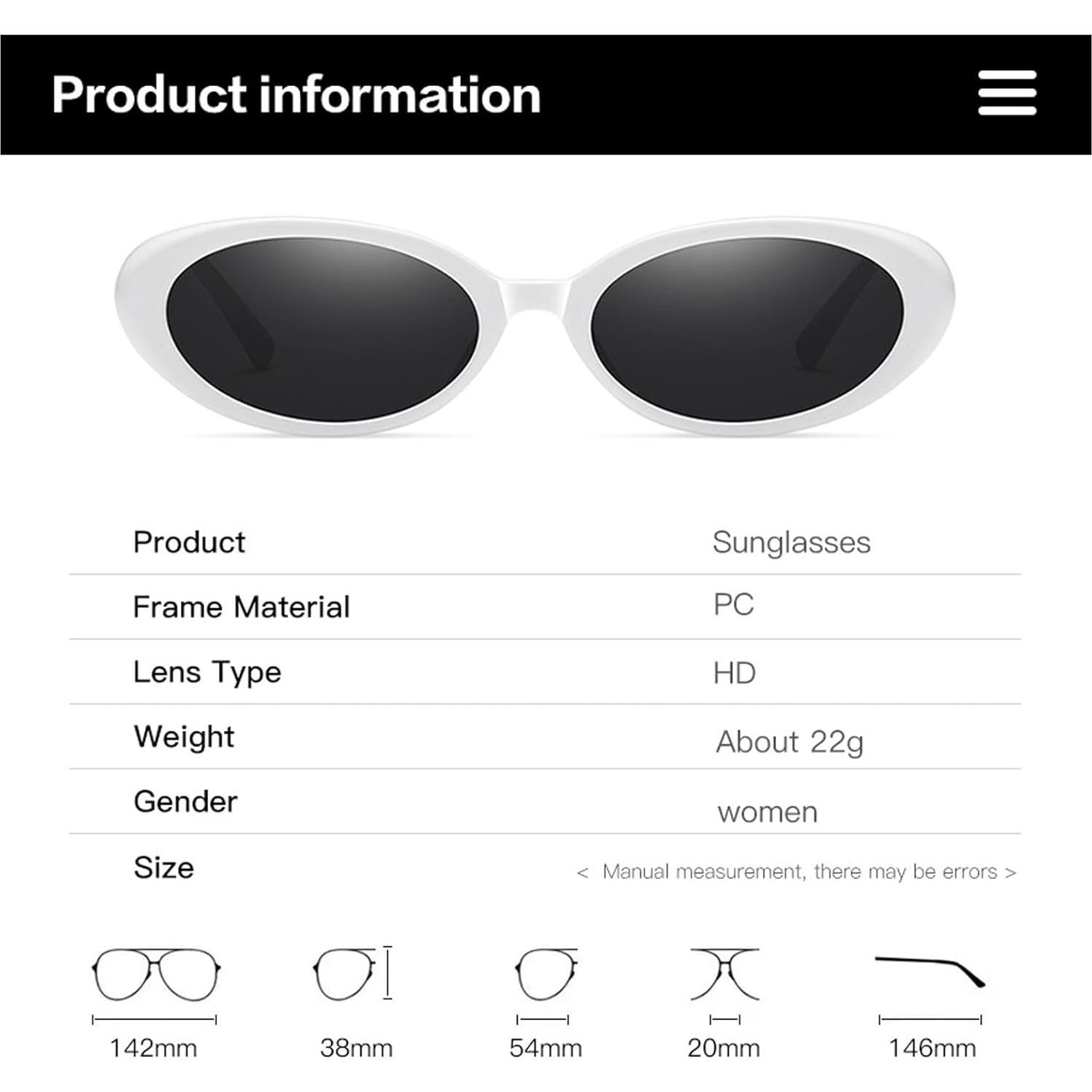 Gafas de sol ovaladas retro UV400 para mujeres y hombres