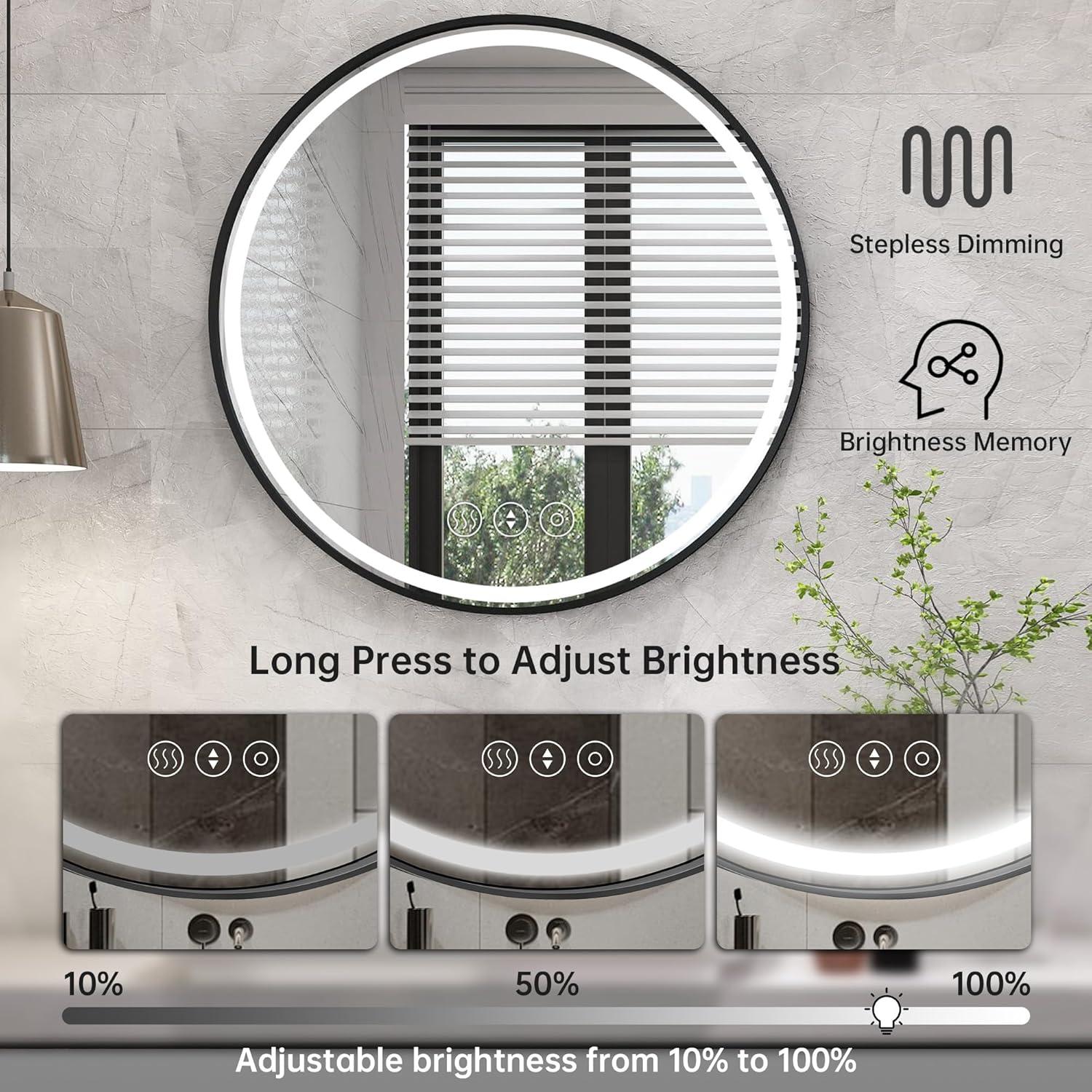 Espejo de Baño LED Habison 61 cm Redondo con Luz y Anti-Vaho