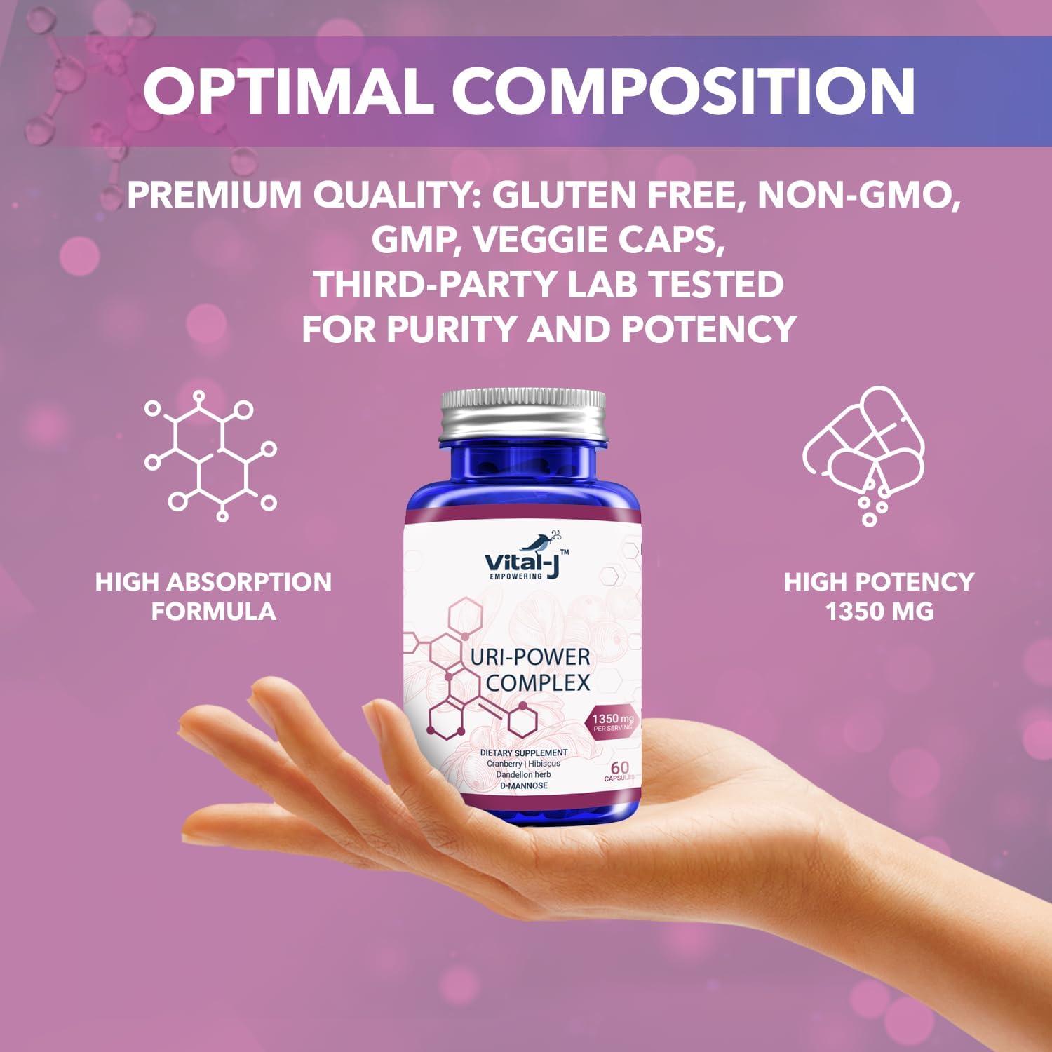 Suplemento Urinario Vital-J 1350mg - D-Manosa, Arándano, Hibisco