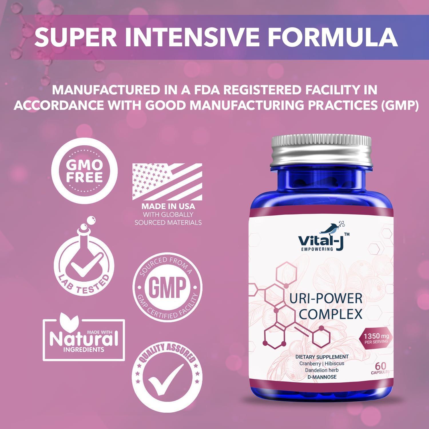 Suplemento Urinario Vital-J 1350mg - D-Manosa, Arándano, Hibisco