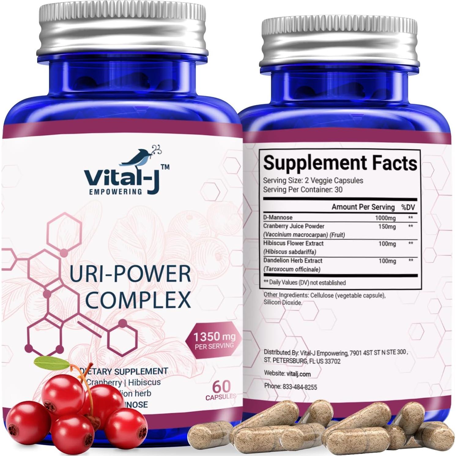 Suplemento Urinario Vital-J 1350mg - D-Manosa, Arándano, Hibisco