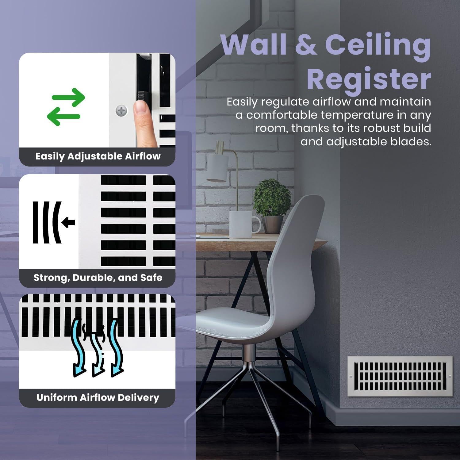 Cubierta de Ventilación de Techo y Pared Tiara 10x30 cm Blanco