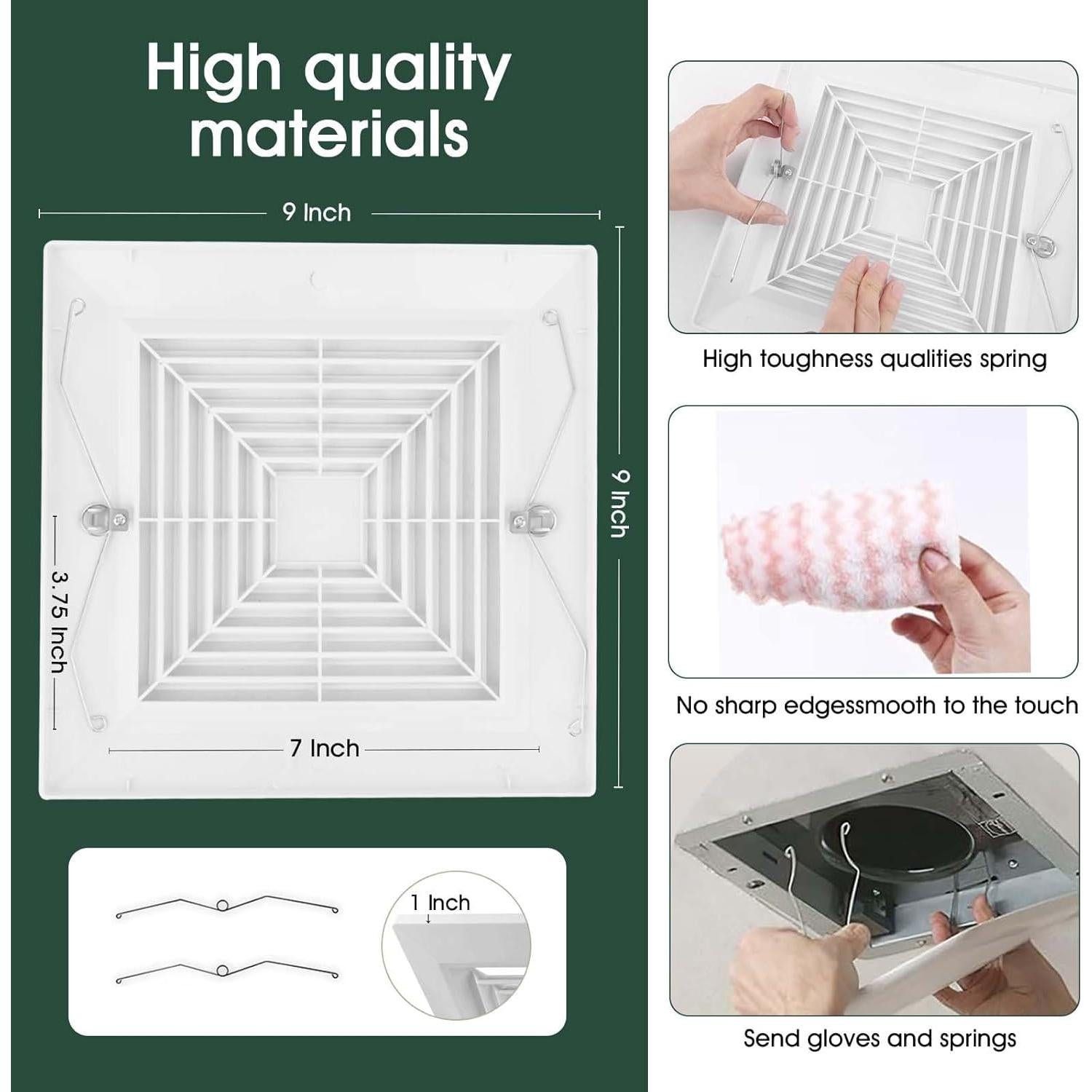 Cubierta de Ventilador de Escape TIHCXNY 9" x 9" Blanco