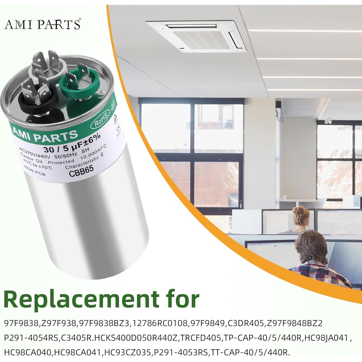 Capacitor CBB65 30+5uF 370/440V AMI PARTS para AC