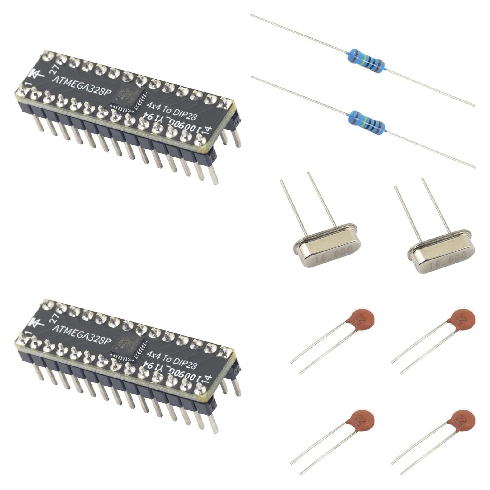Kit 2pcs ATMEGA328P SMD a DIP28 con Bootloader y Accesorios