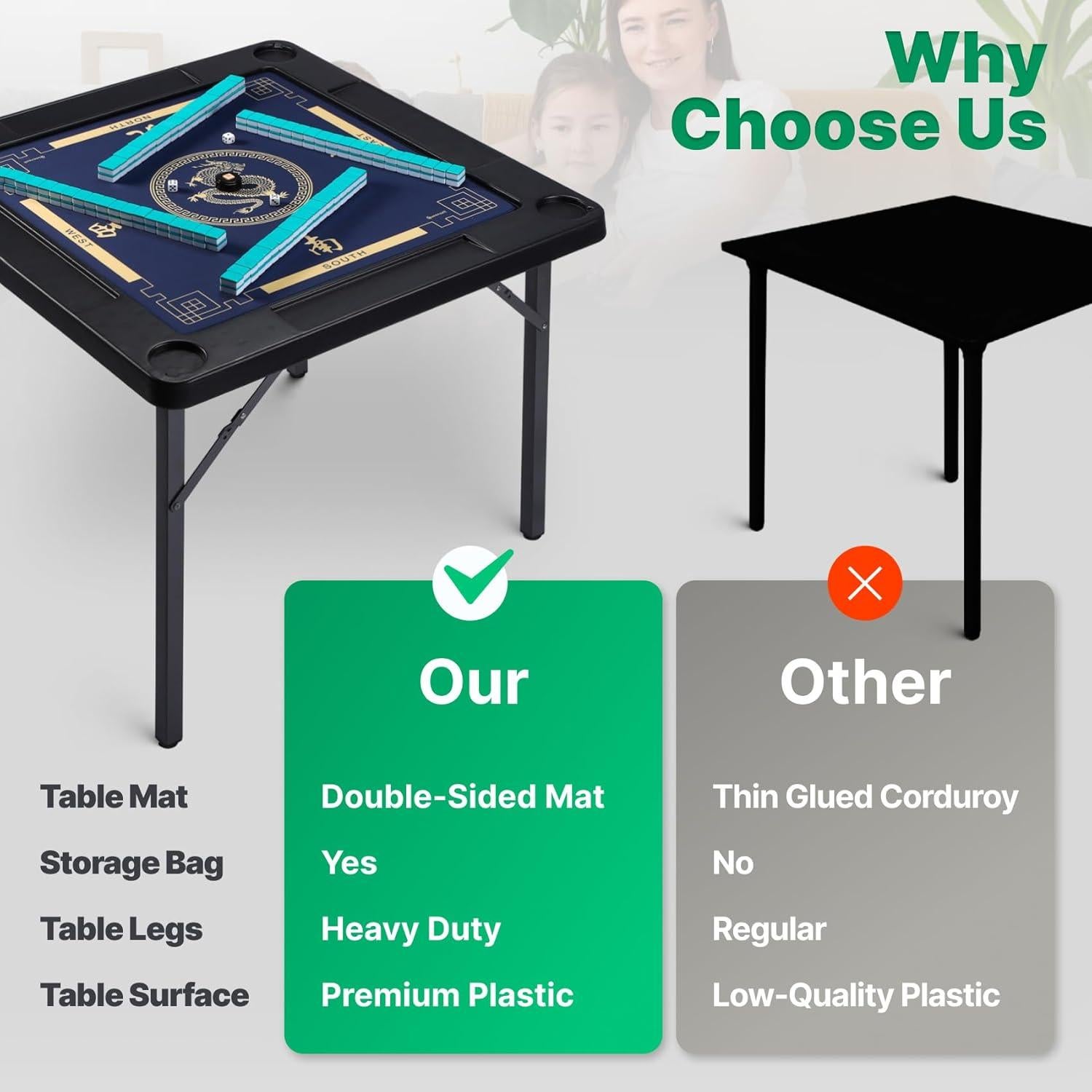 Mesa de Juego Plegable Queensell 89 cm con Tapete Doble Cara