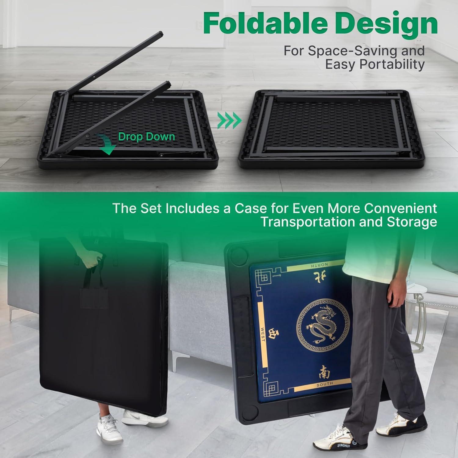 Mesa de Juego Plegable Queensell 89 cm con Tapete Doble Cara