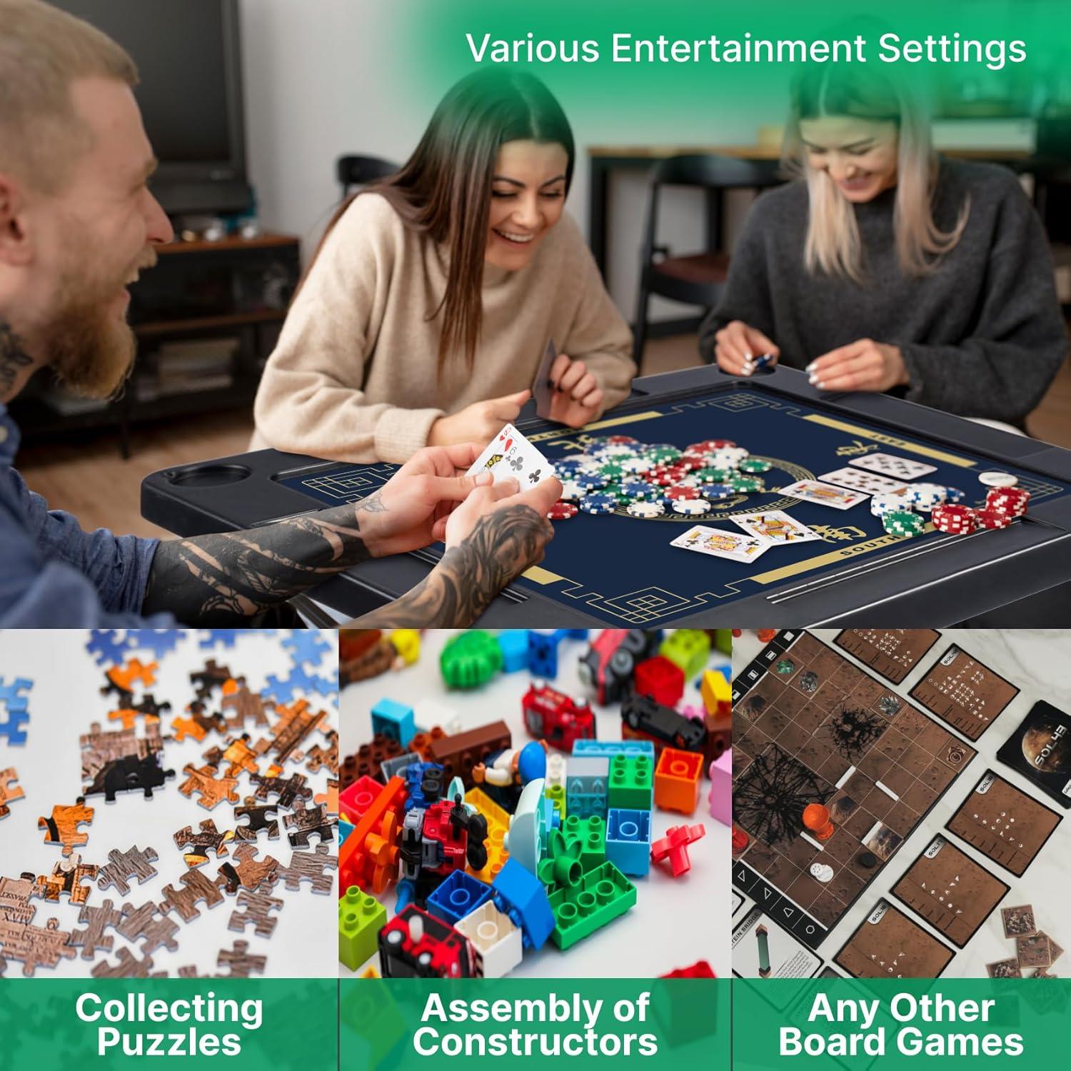 Mesa de Juego Plegable Queensell 89 cm con Tapete Doble Cara