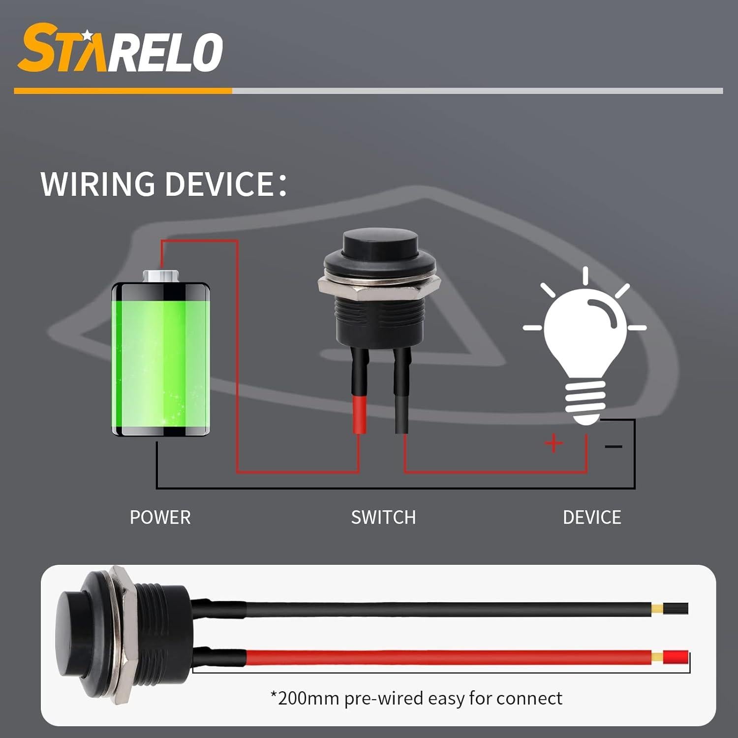Interruptor de Botón Redondo STARELO R13-507 16mm 5PCS