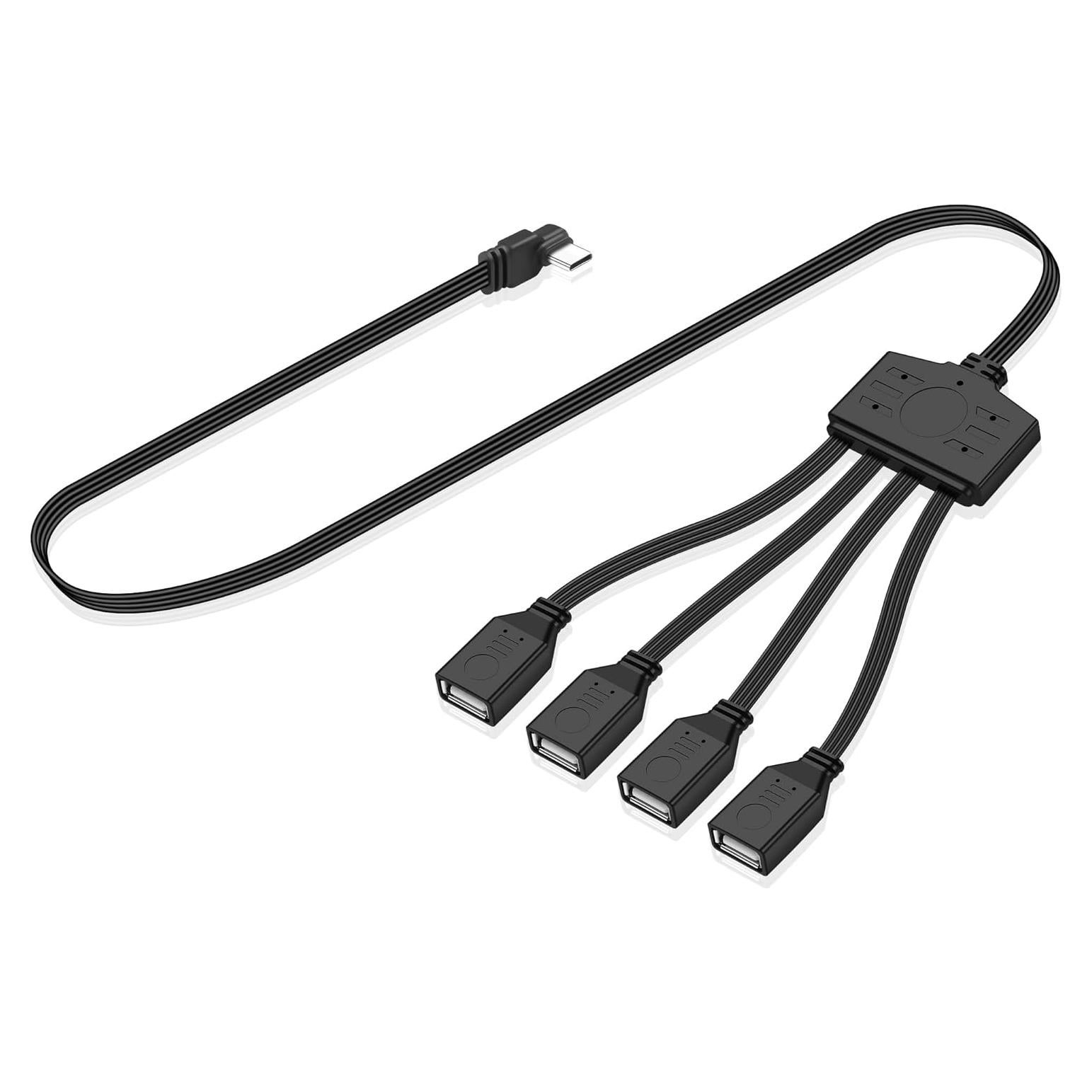 Cable Divisor USB C 4 en 1 Shenzhenshijin 0.5m OTG 90°