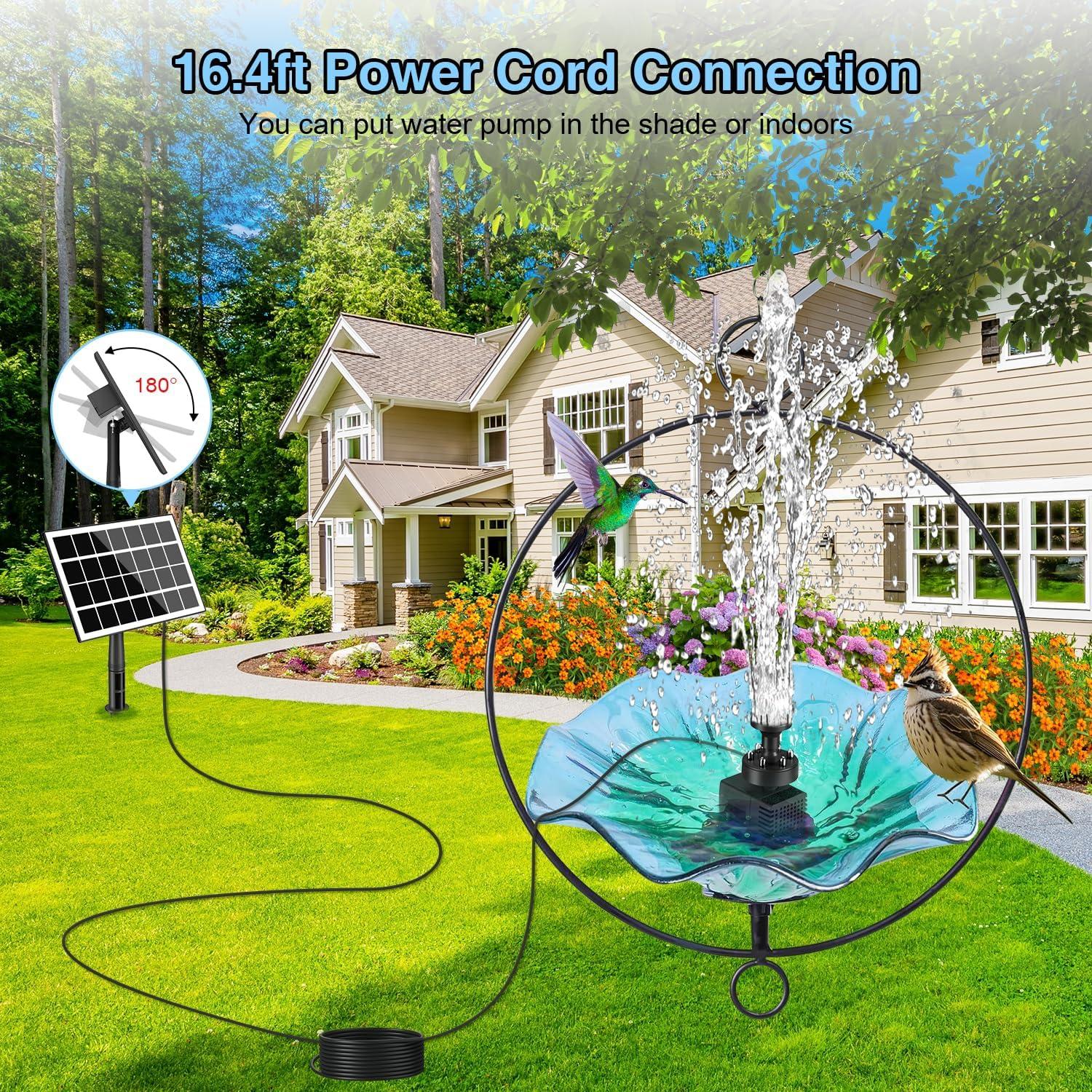 Bomba de Fuente Solar SZMP 3.5W con Luces LED y 7 Boquillas