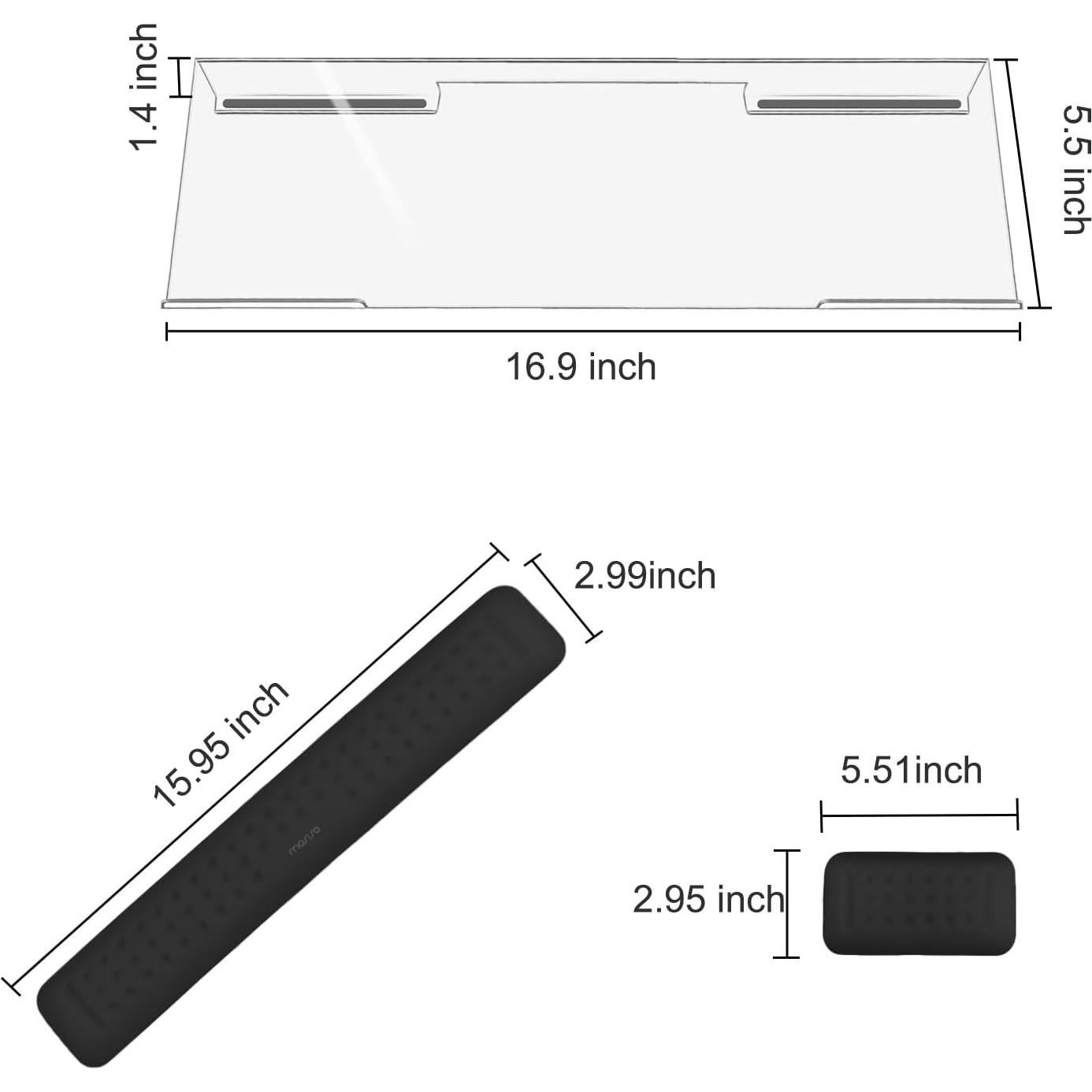 Soporte Ergonómico para Teclado y Reposamuñecas Mosiso Negro