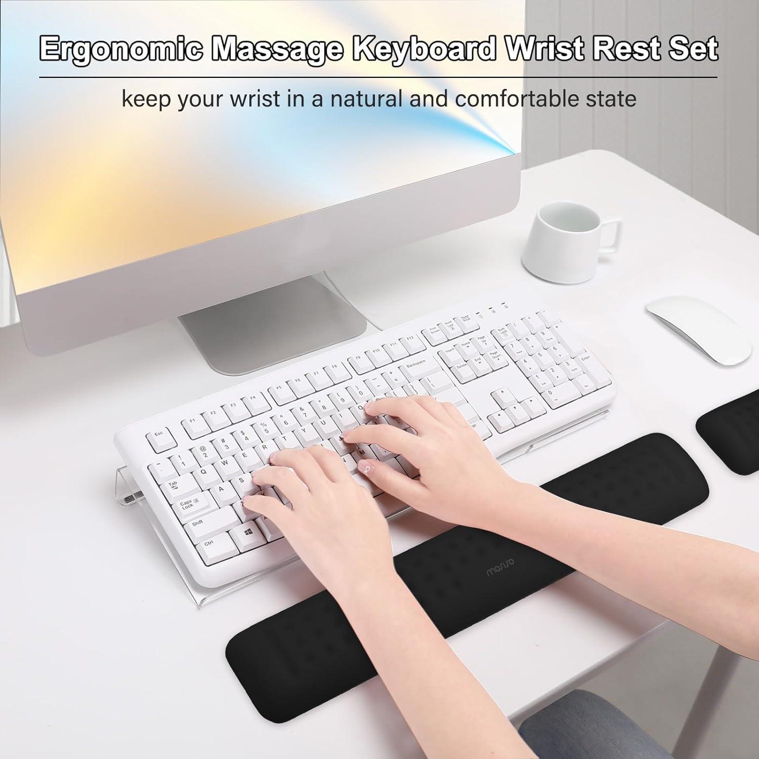 Soporte Ergonómico para Teclado y Reposamuñecas Mosiso Negro