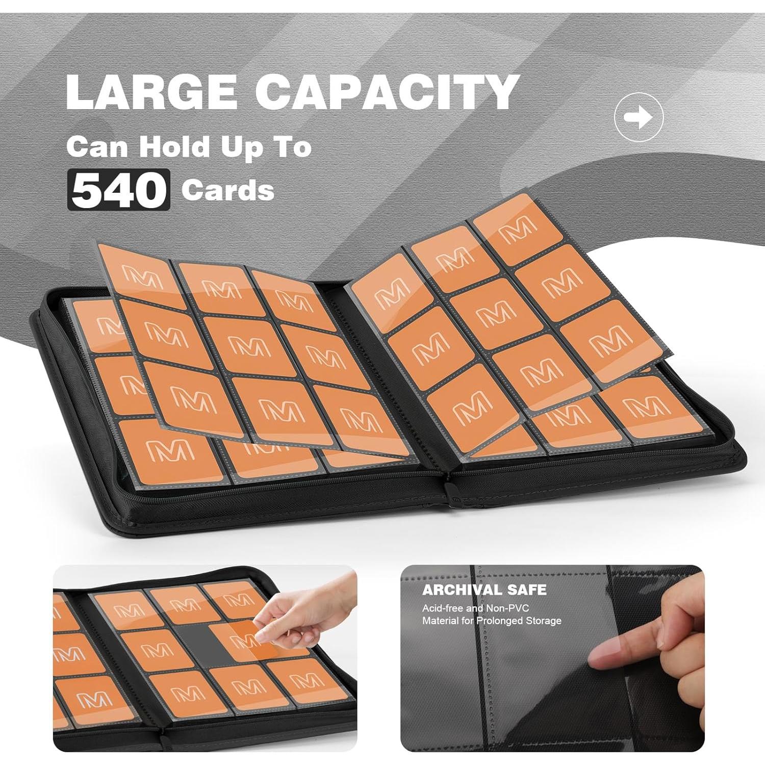 Carpeta de Tarjetas de Comercio MOSLA 540 Tarjetas PU Negra