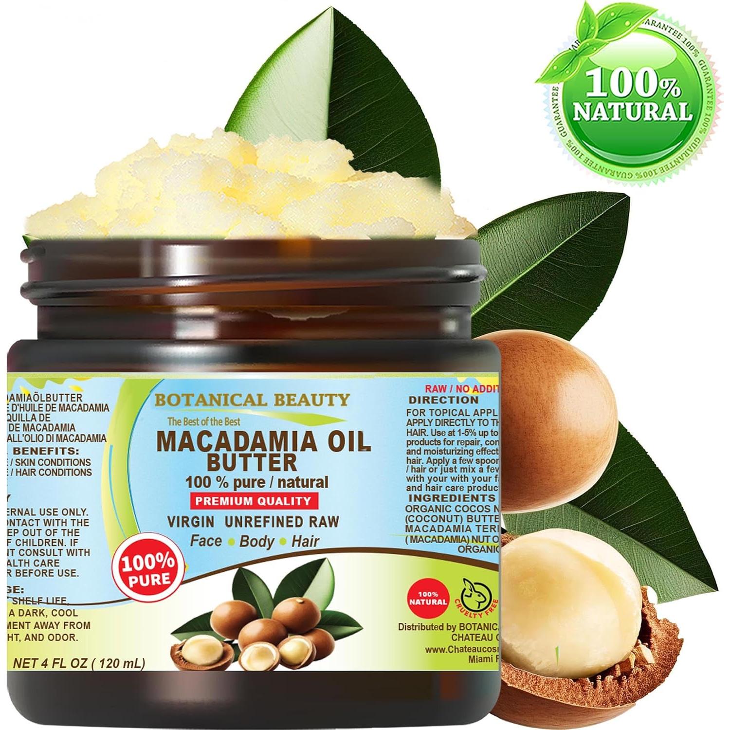 Manteca de Aceite de Macadamia 100% Pura Belleza Botánica 118 ml