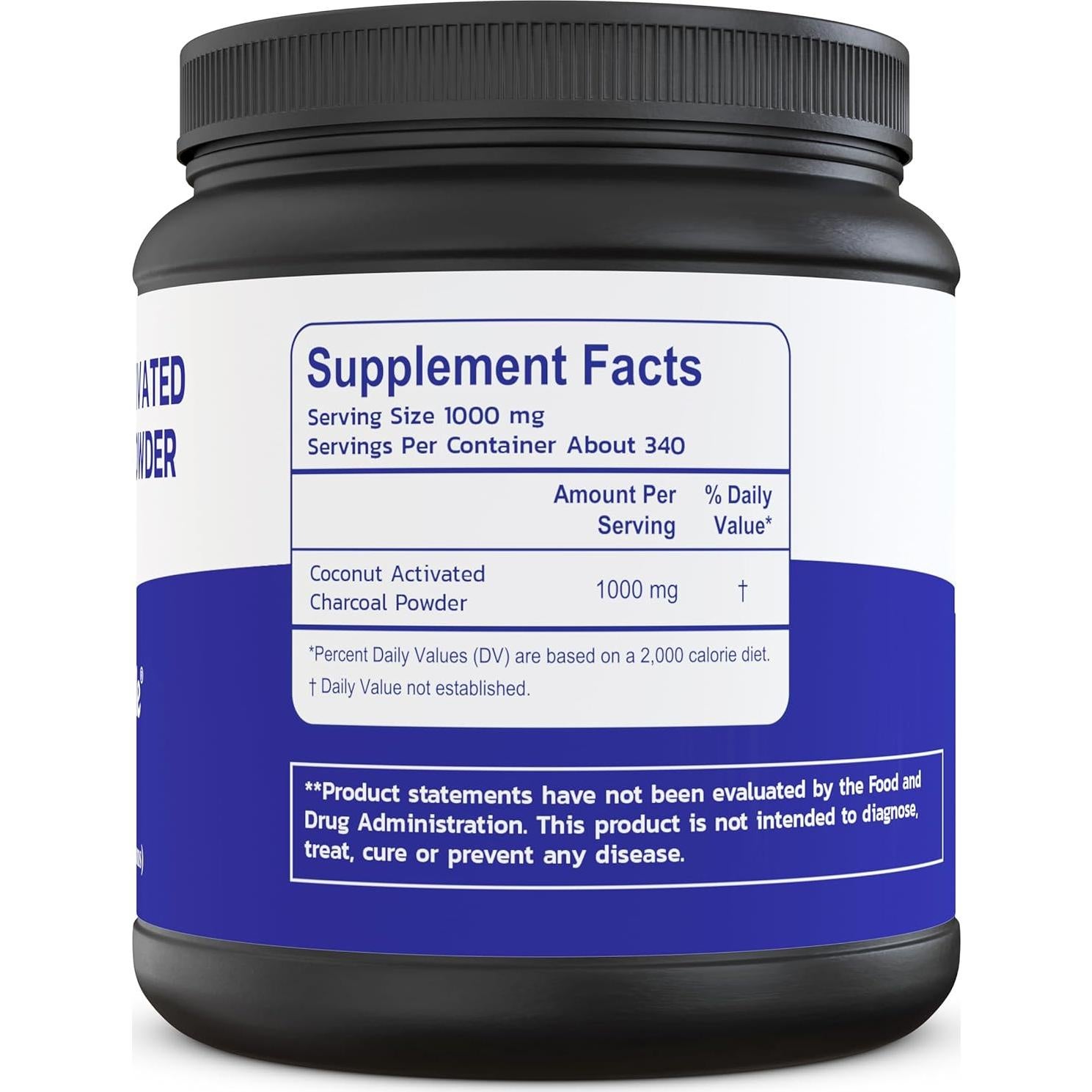 Polvo de Carbón Activado de Coco Zen Principle 340g - Blanquea Dientes