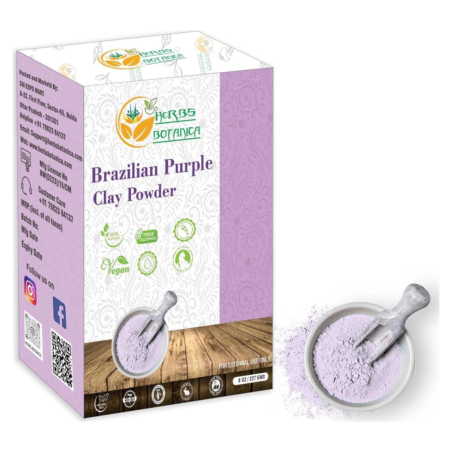 Polvo de Arcilla Púrpura Brasileña 227 g - Detoxifica Piel y Cabello