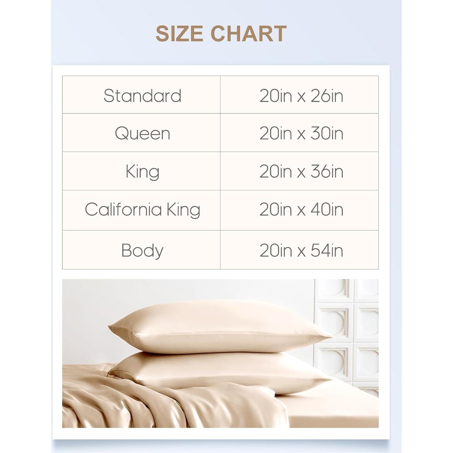 Funda de Almohada de Seda THXSILK 22 Momme Beige 20x66cm