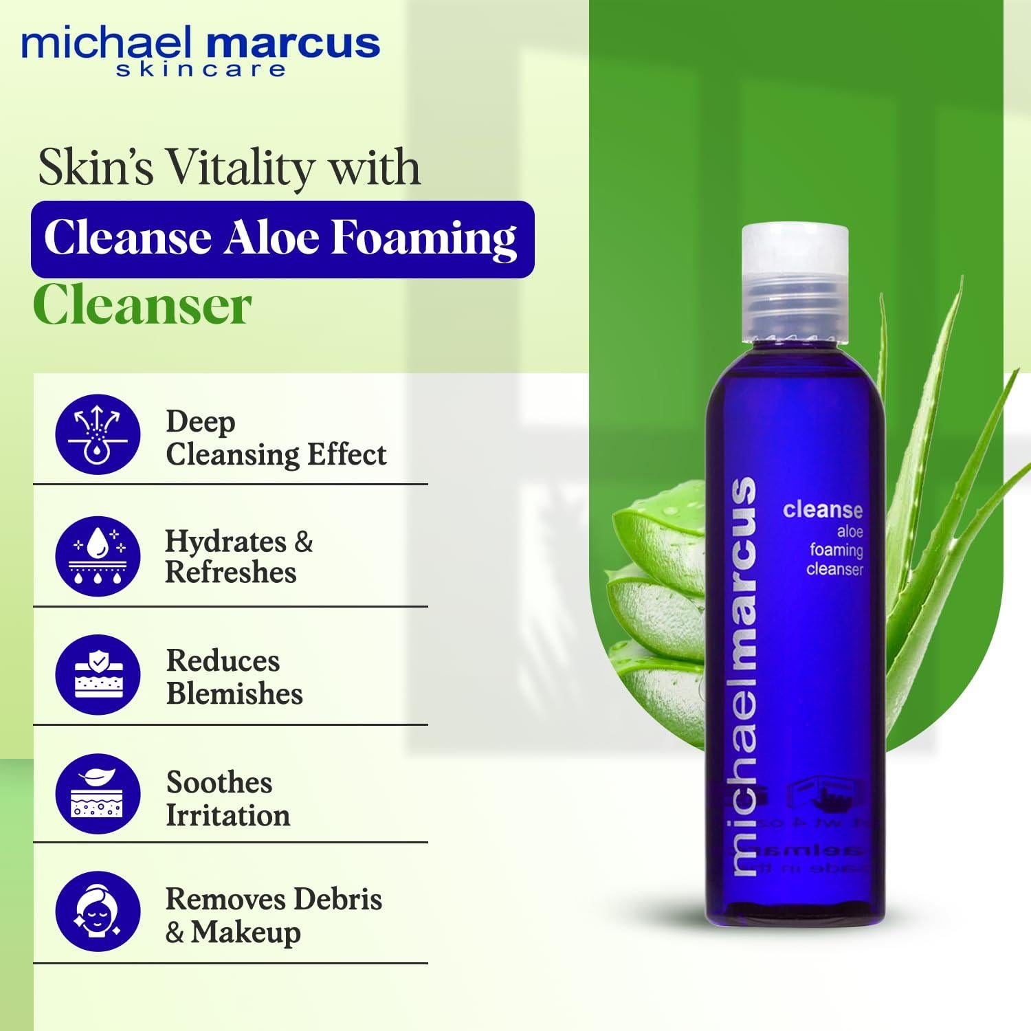 Limpiador Facial Espumoso Michael Marcus Aloe 118 ml - Hidratante