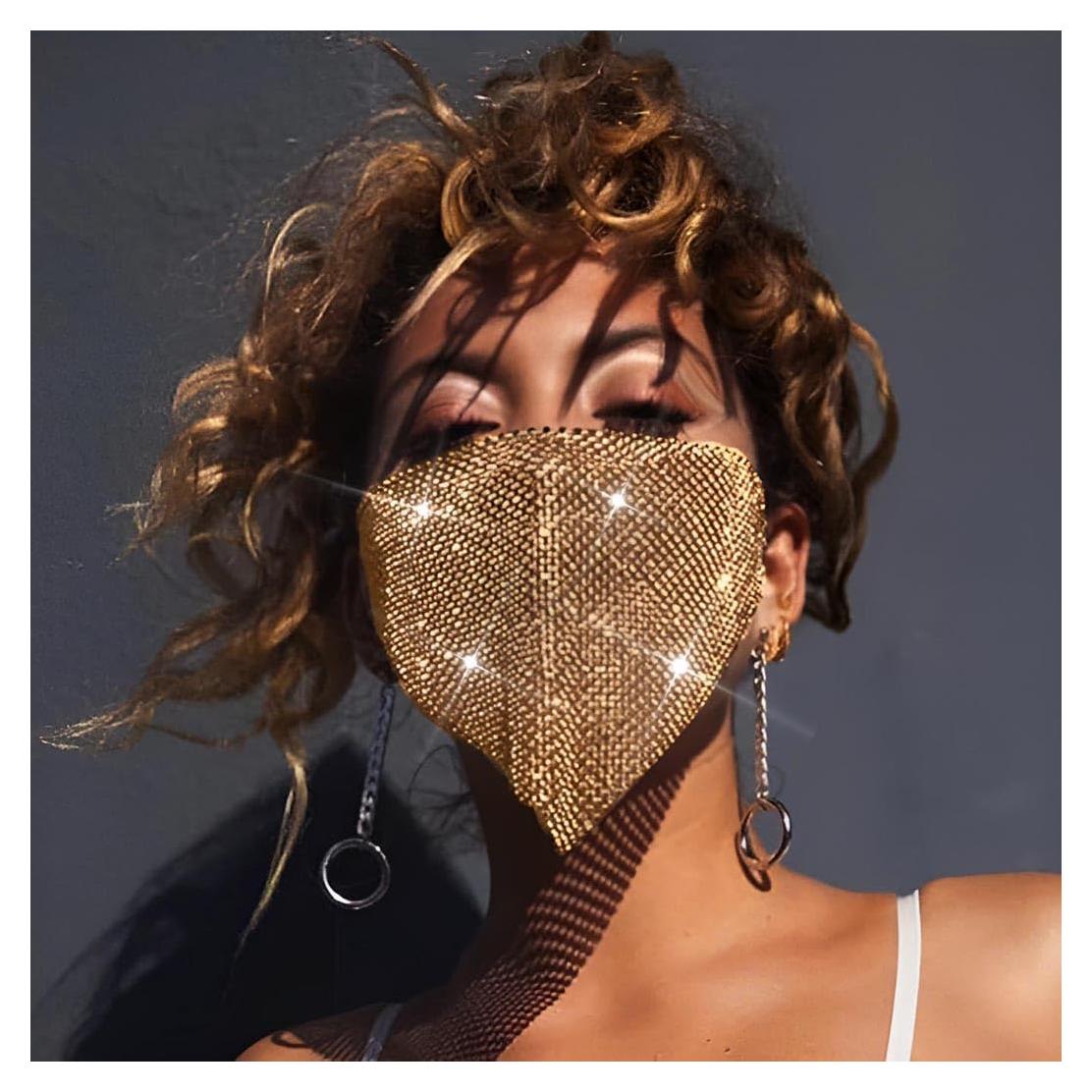 Máscara Facial Brillante Yovic con Rhinestones Ajustable