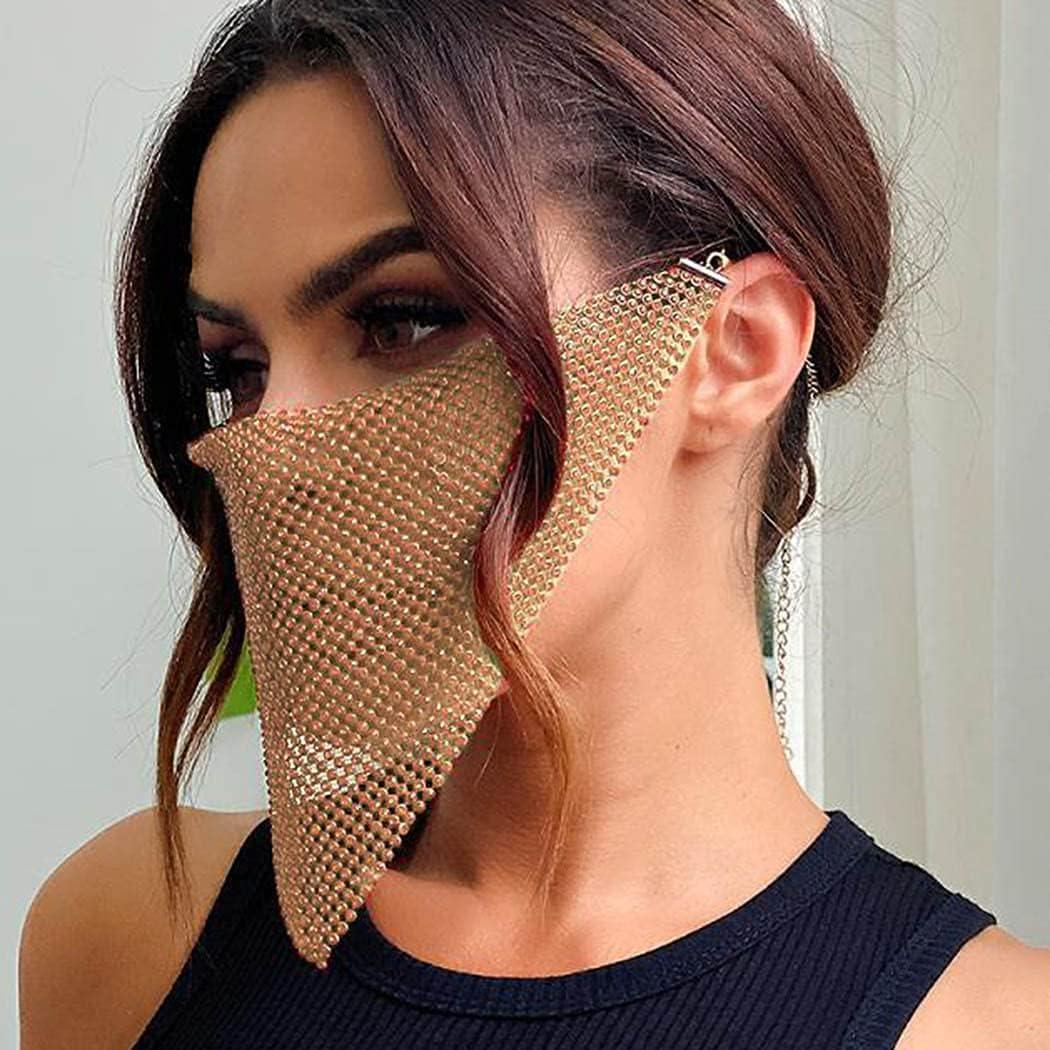 Máscara Facial Brillante Yovic con Rhinestones Ajustable