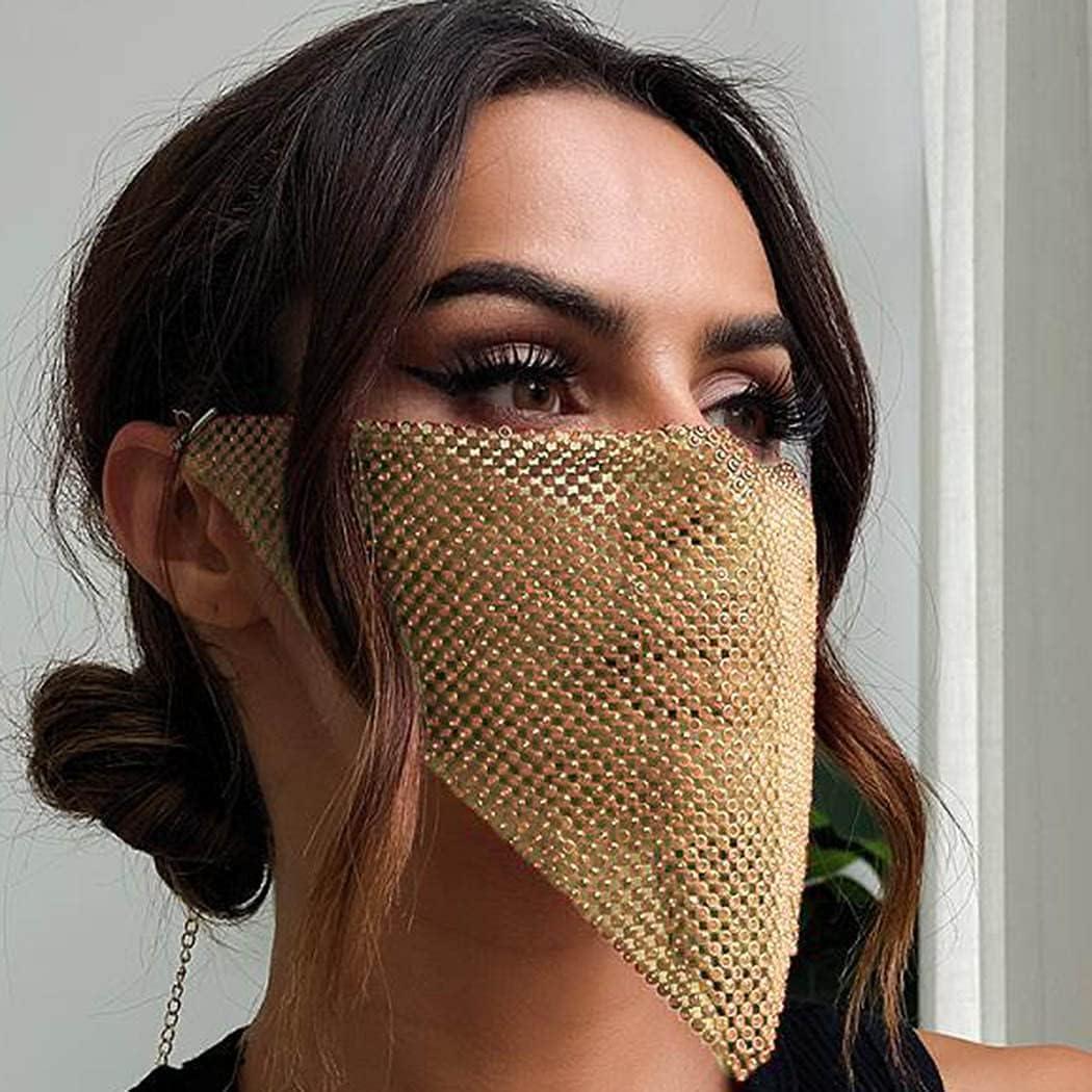 Máscara Facial Brillante Yovic con Rhinestones Ajustable