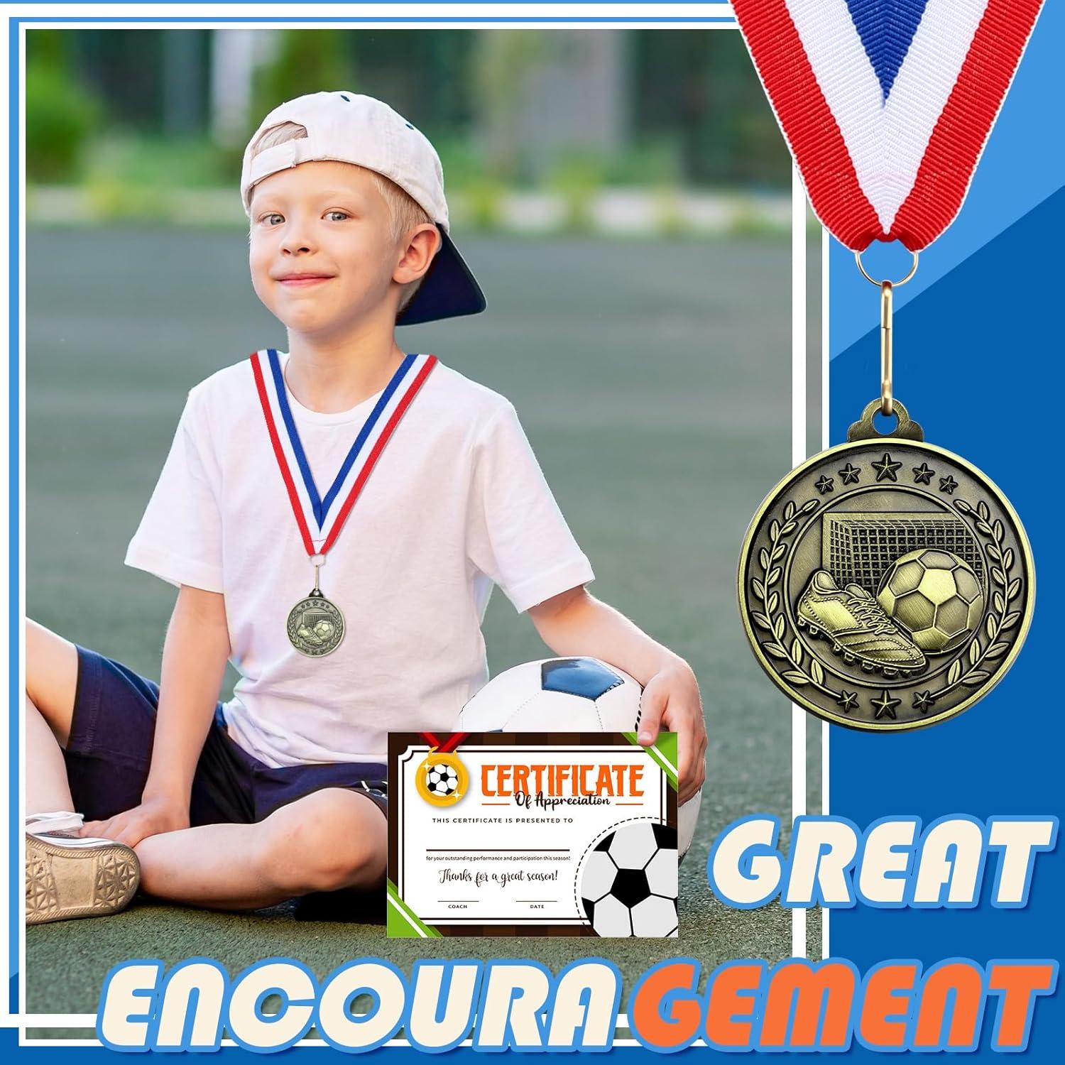 12 Medallas de Fútbol Loetere con Certificados y Cintas