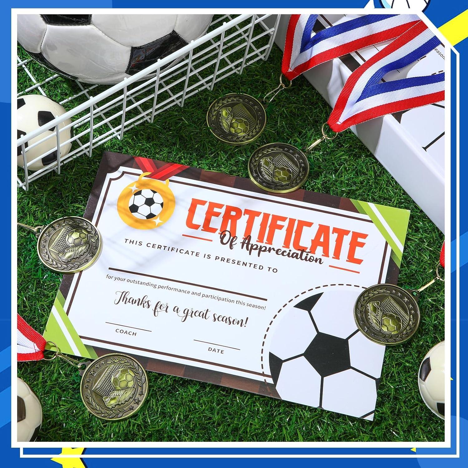 12 Medallas de Fútbol Loetere con Certificados y Cintas