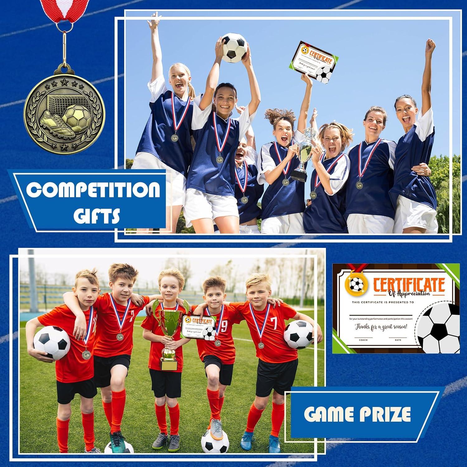 12 Medallas de Fútbol Loetere con Certificados y Cintas