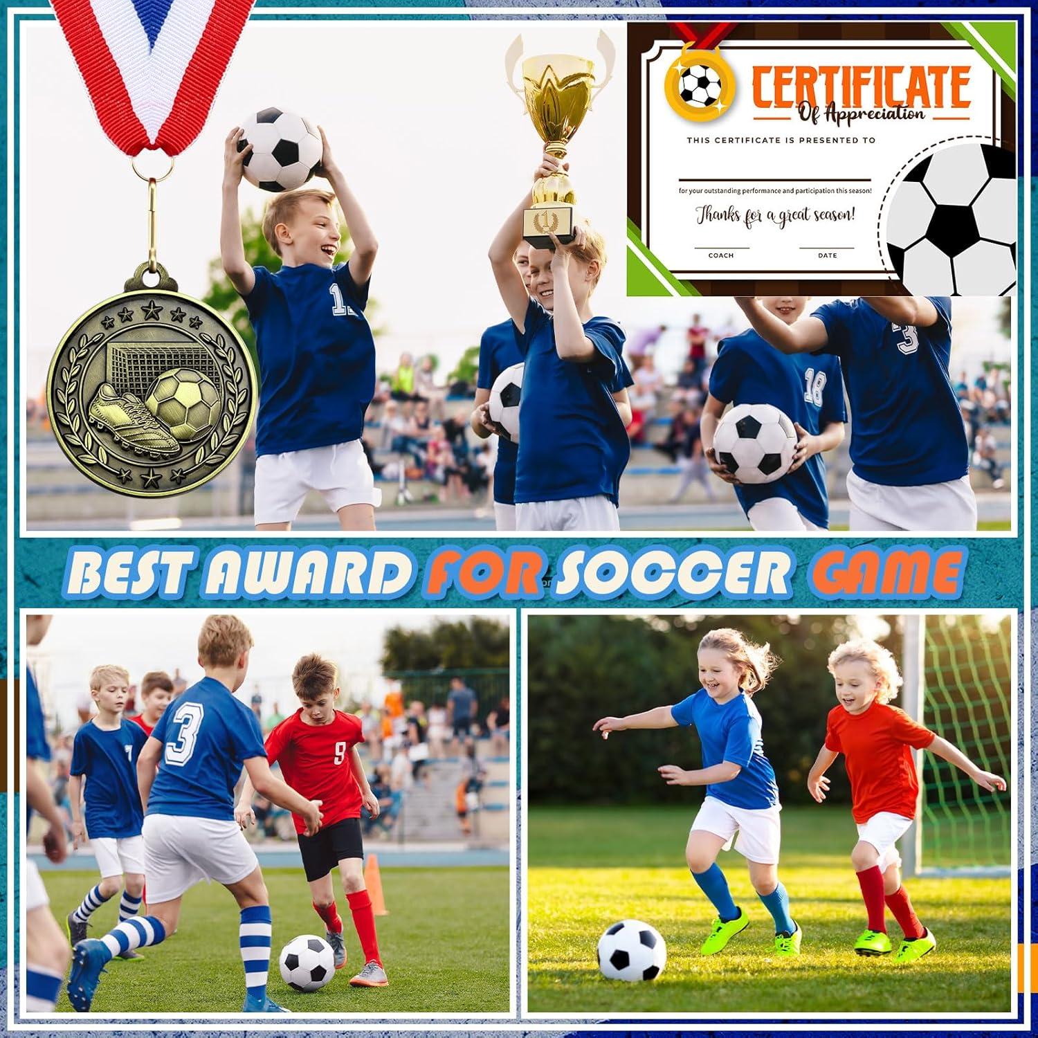 12 Medallas de Fútbol Loetere con Certificados y Cintas