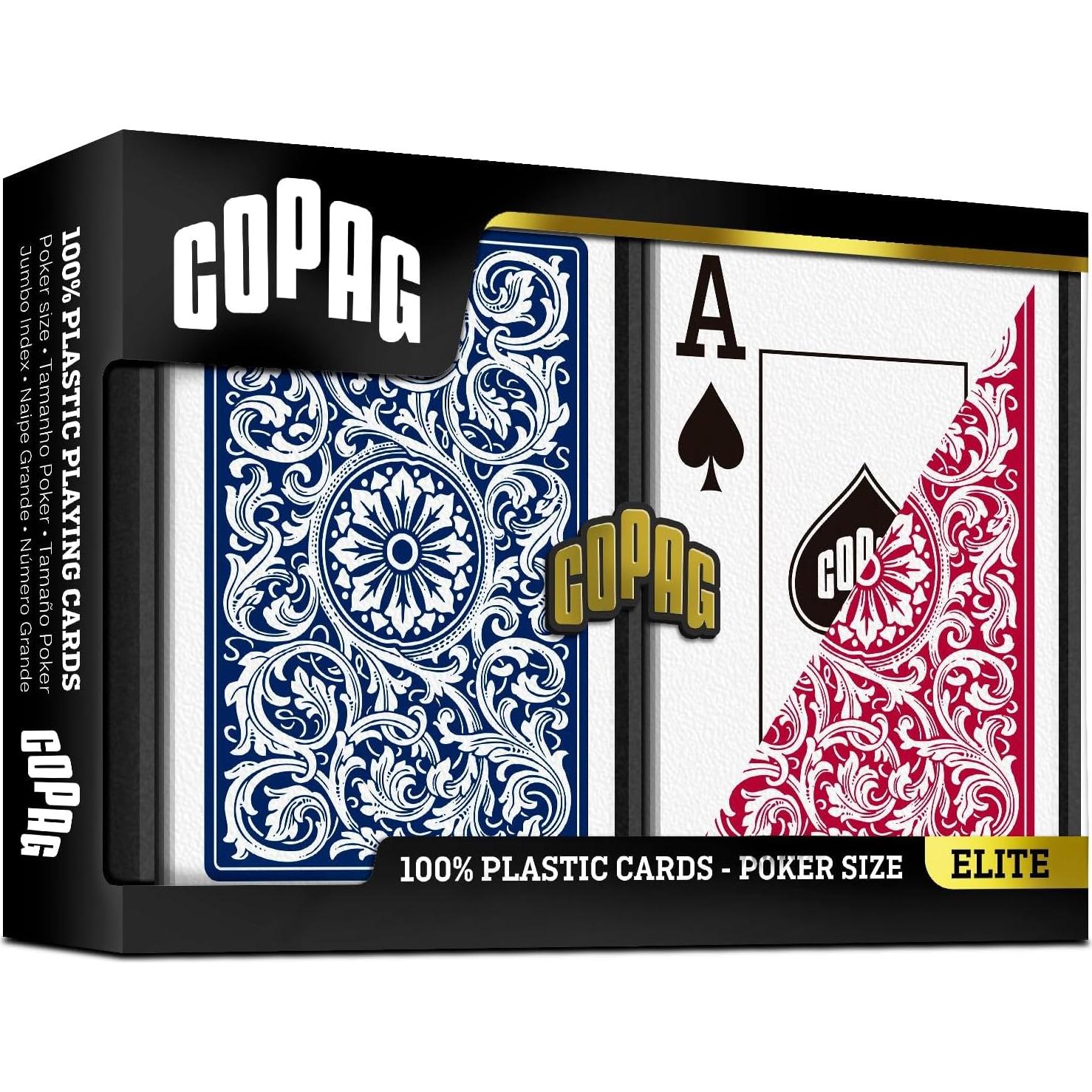 Cartas de Juego Copag 1546 100% Plástico Póker Jumbo Rojo/Azul