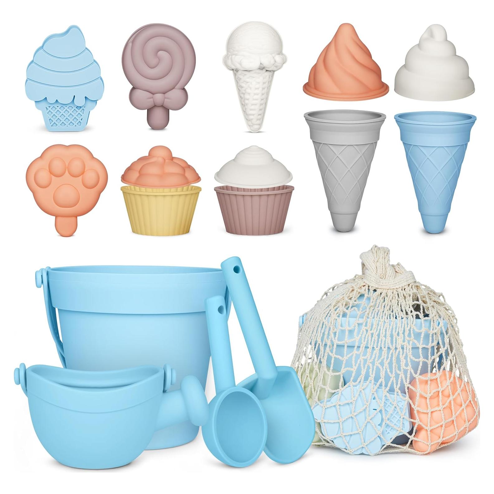 Set de Juguetes de Playa de Silicona MarcZero 17 Piezas Azul Claro