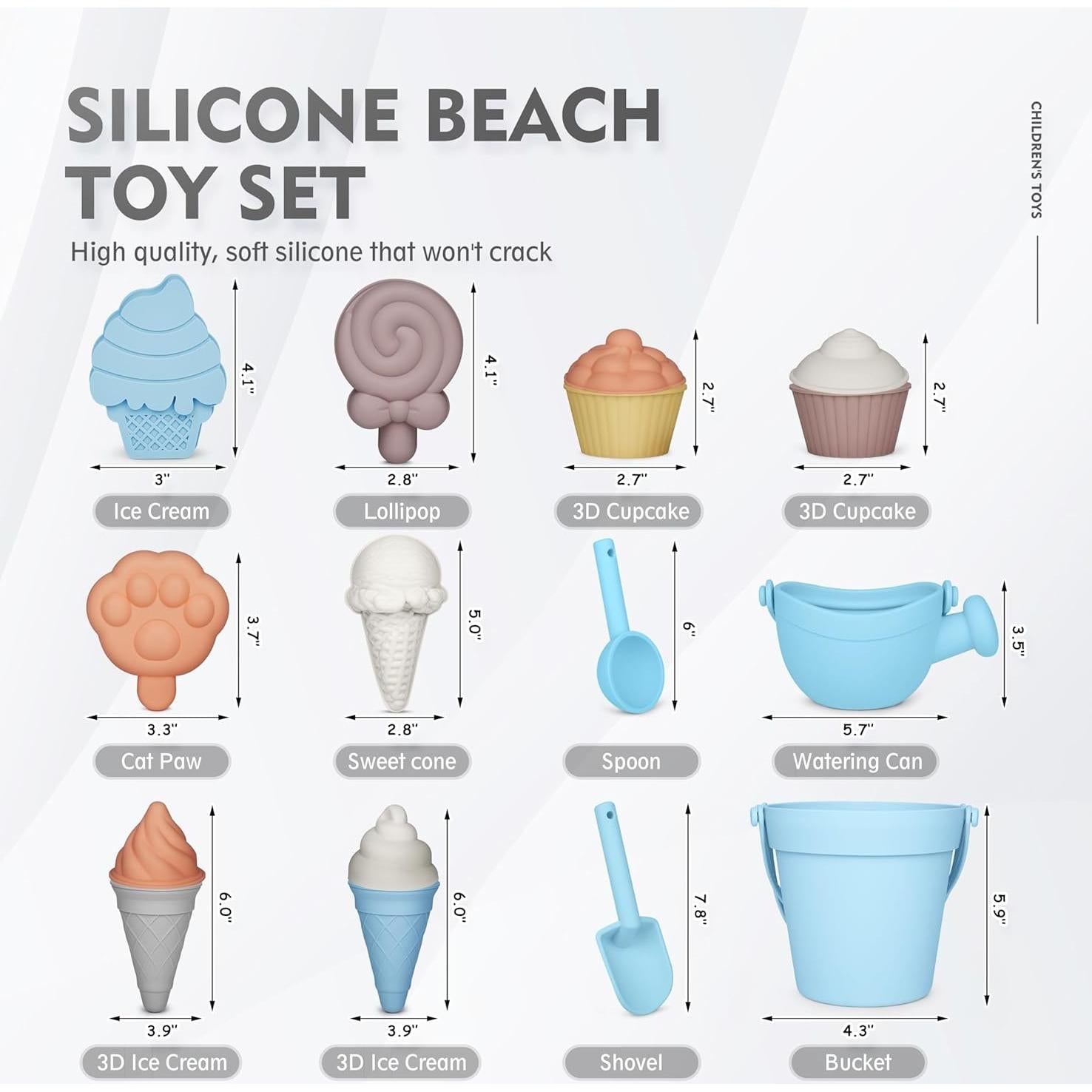 Set de Juguetes de Playa de Silicona MarcZero 17 Piezas Azul Claro