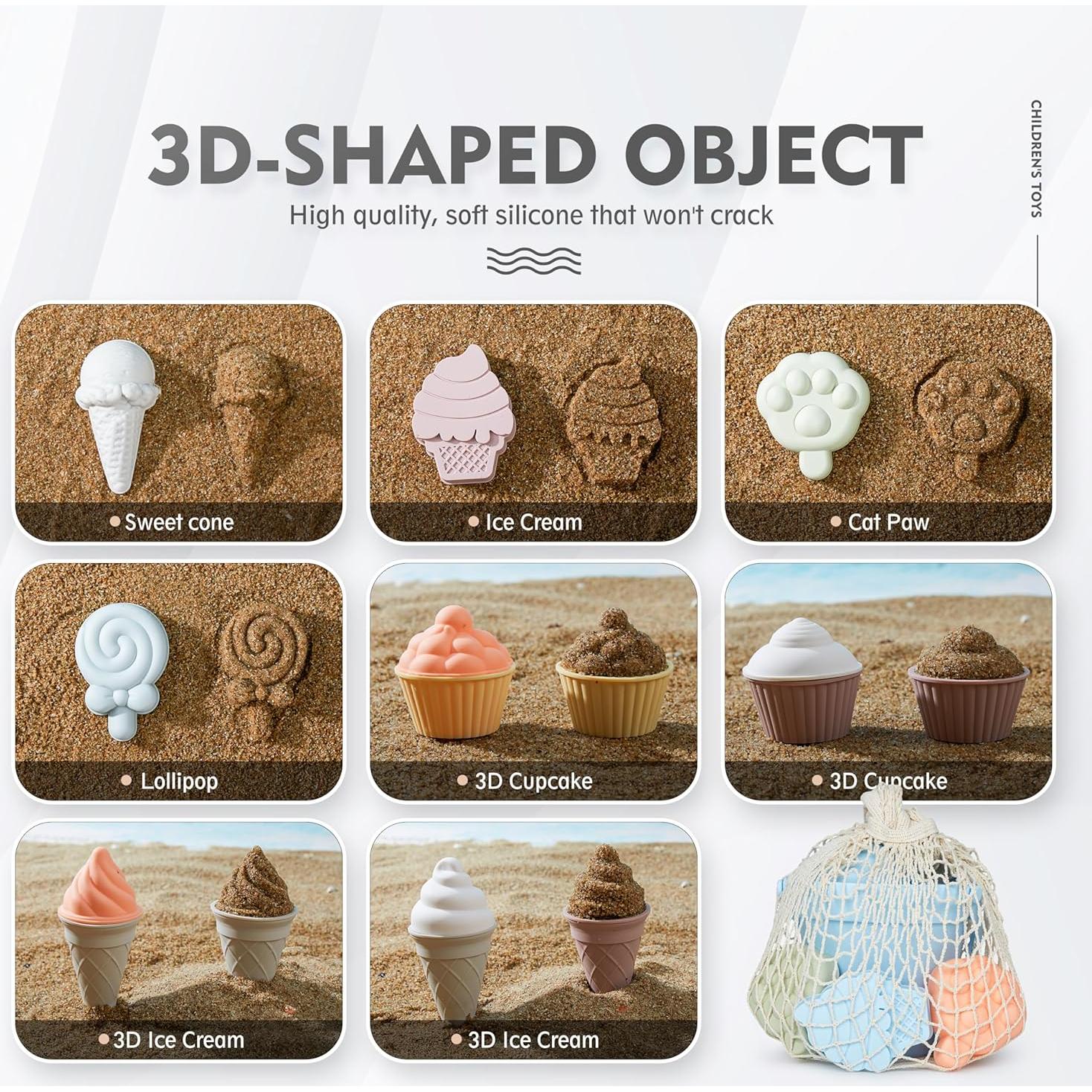 Set de Juguetes de Playa de Silicona MarcZero 17 Piezas Azul Claro