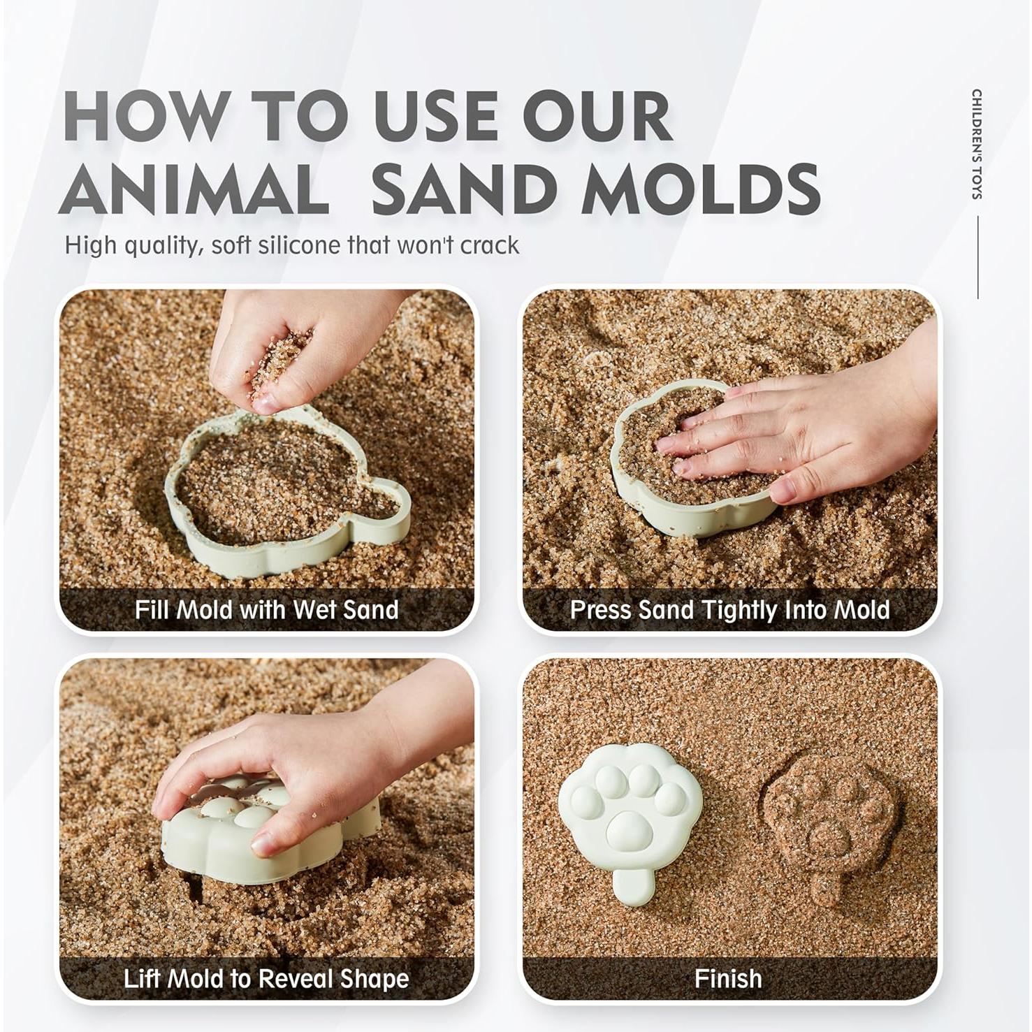 Set de Juguetes de Playa de Silicona MarcZero 17 Piezas Azul Claro