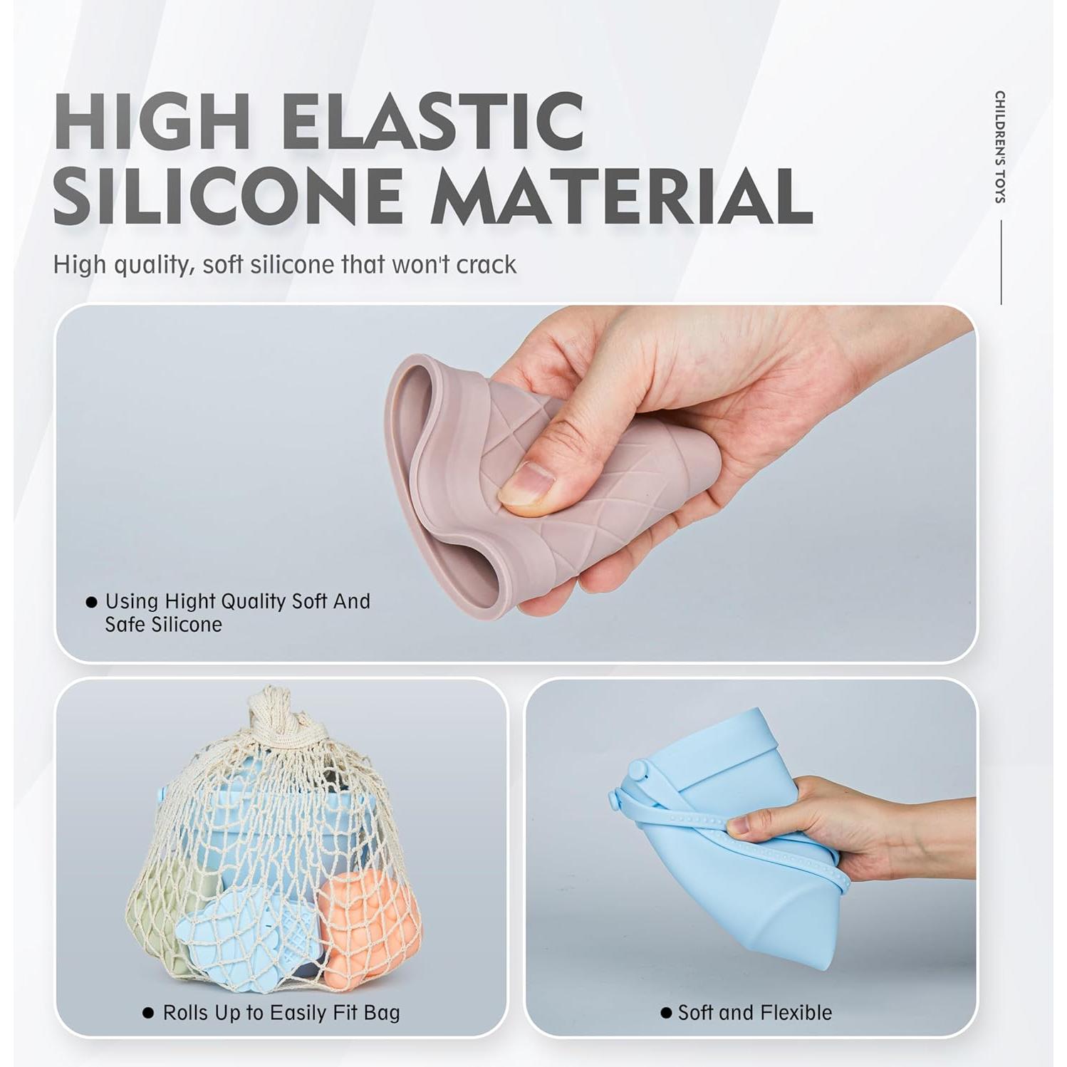 Set de Juguetes de Playa de Silicona MarcZero 17 Piezas Azul Claro