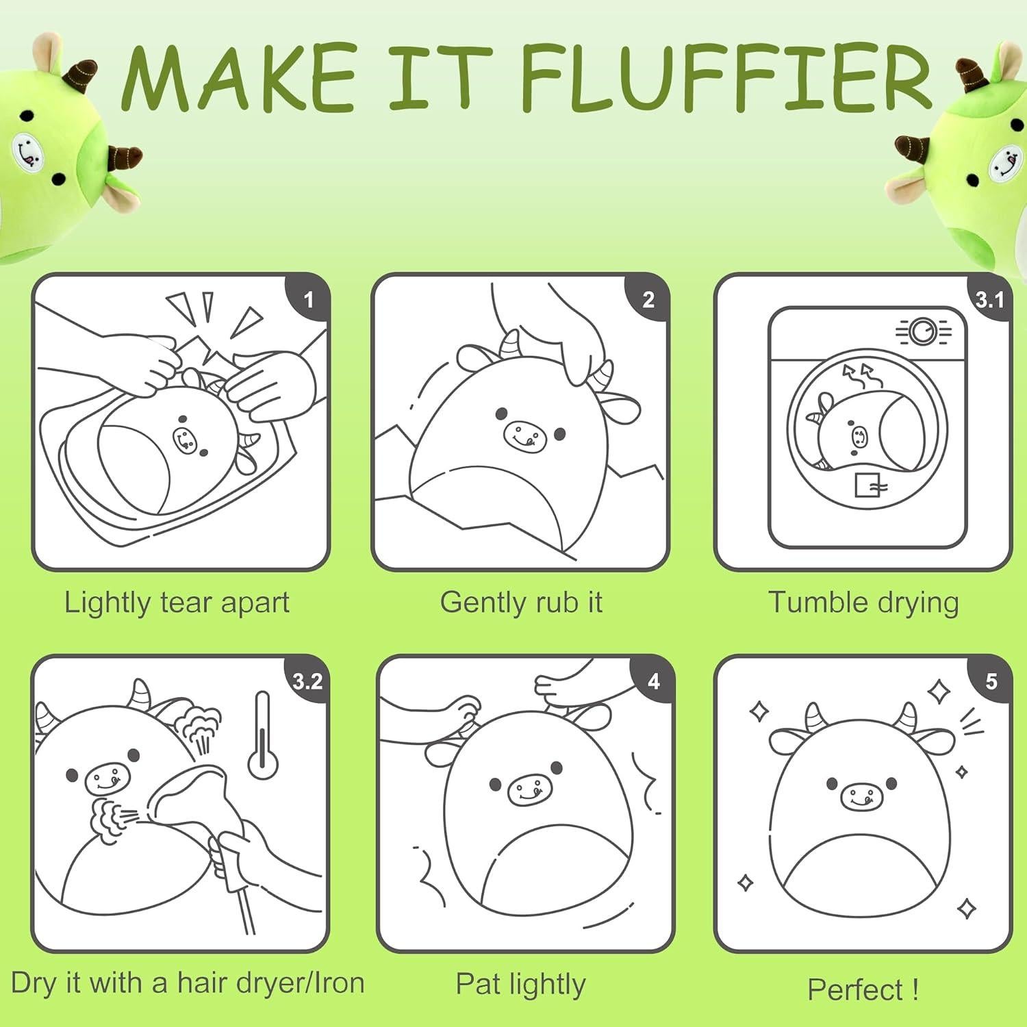 Almohada de Peluche Vaca Aguacate Gudisi 20 cm Verde