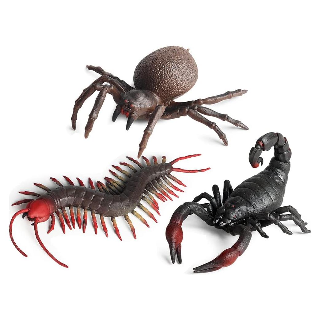 Figuras de Insectos de Goma RCOMG - Araña, Escorpión y Ciempiés
