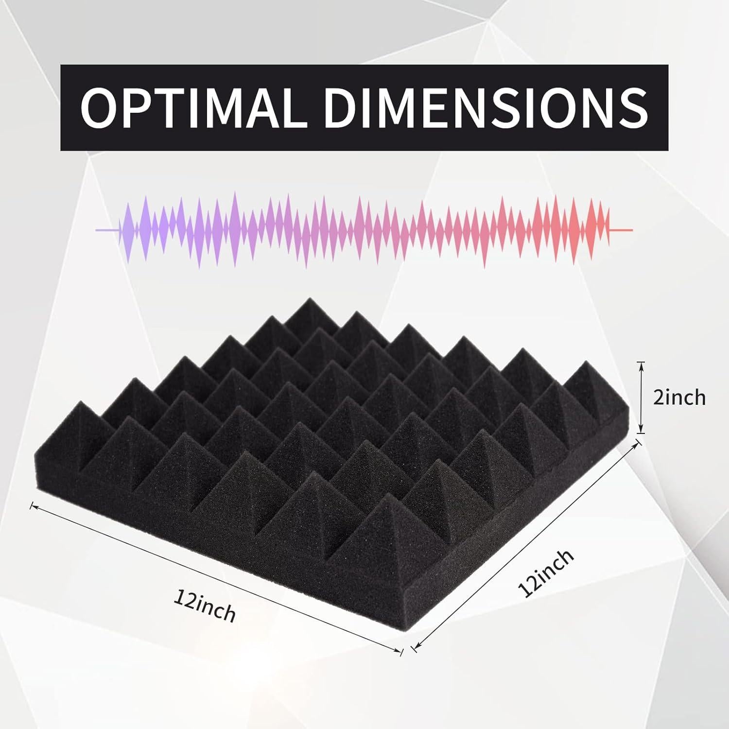 Paneles Acústicos Musfunny 12 Piezas 30.48x30.48 cm Negro