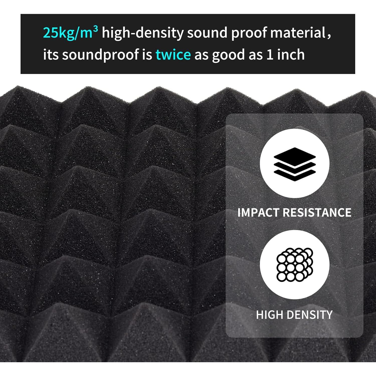 Paneles Acústicos Musfunny 12 Piezas 30.48x30.48 cm Negro