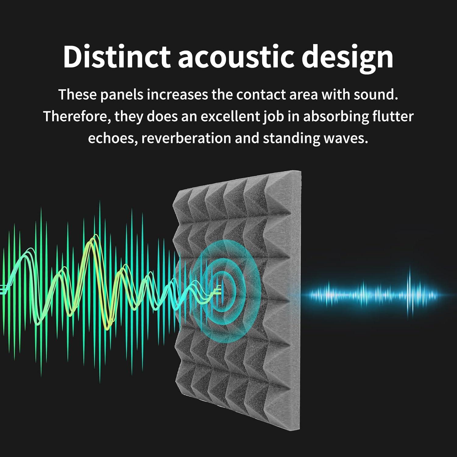 Paneles Acústicos Musfunny 12 Piezas 30.48x30.48 cm Negro