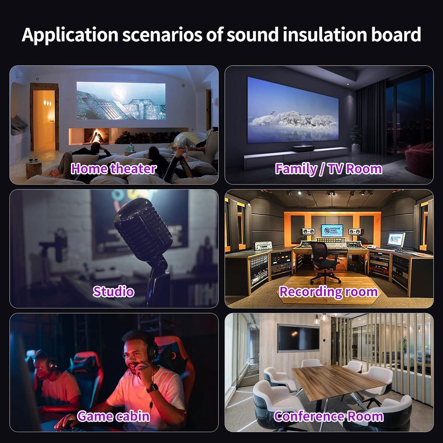 Paneles Acústicos Musfunny 12 Piezas 30.48x30.48 cm Negro