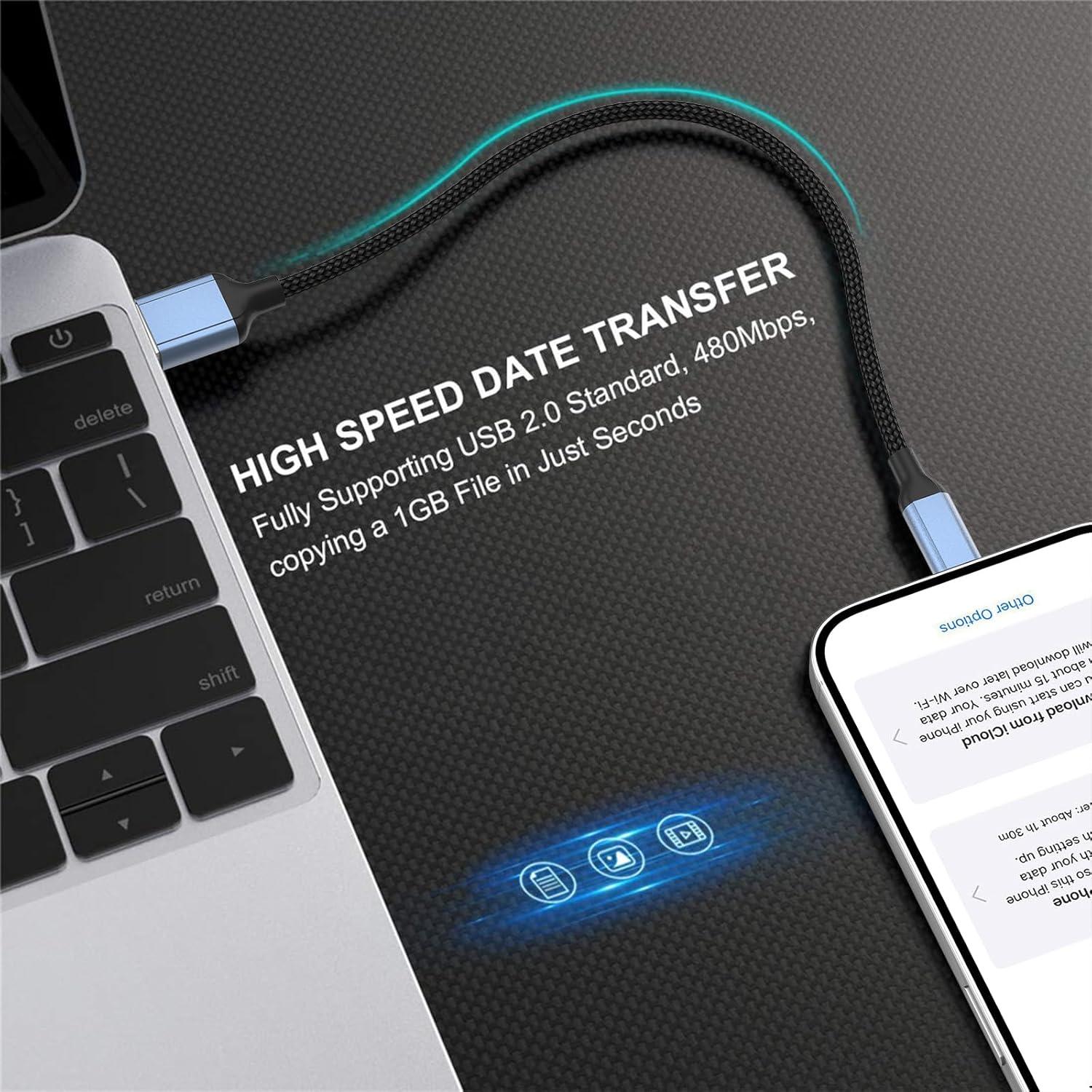 Cable de Carga Rápida USB A a Lightning 15 cm MFi - 2 Paquetes