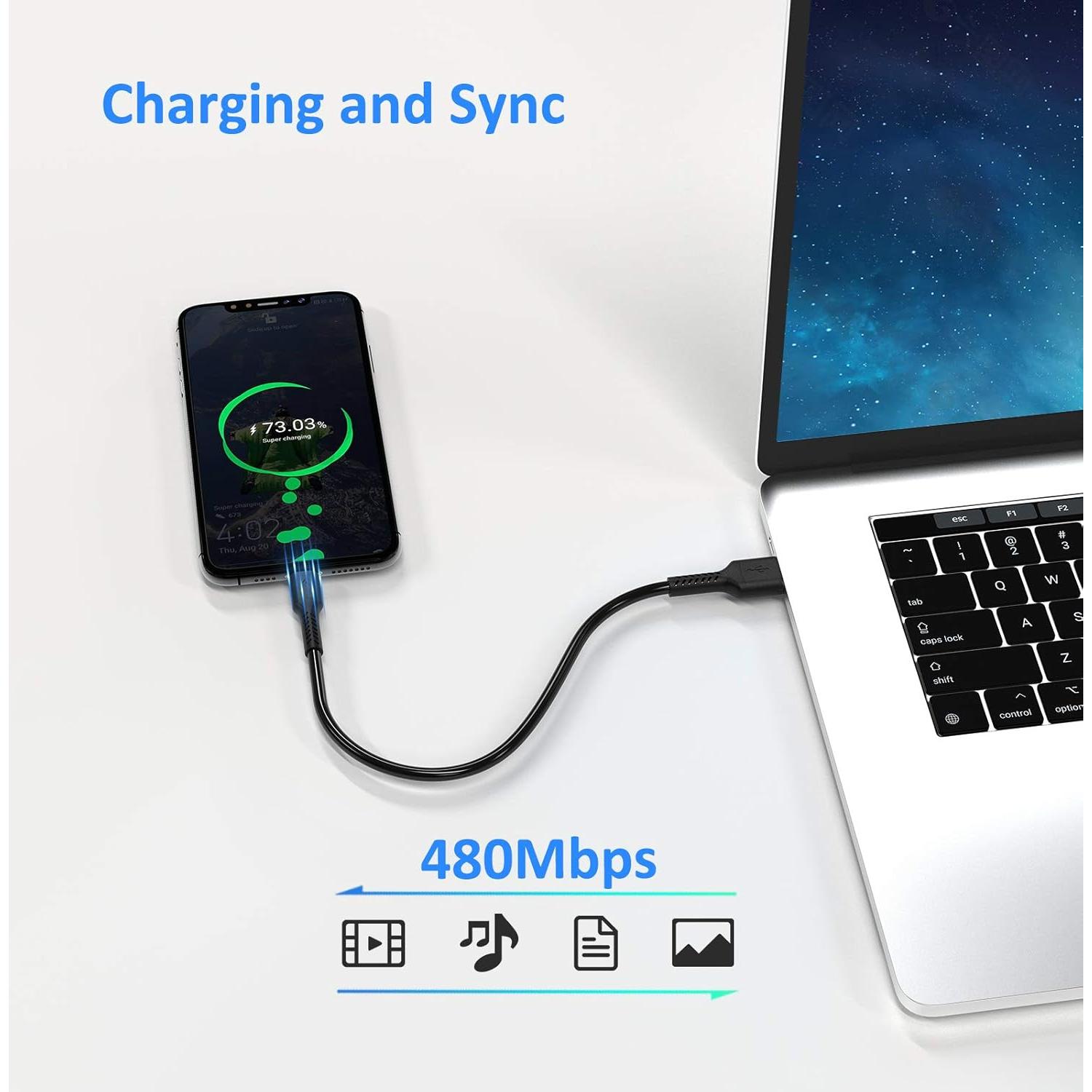 Cable USB A a USB C Umefly 15 cm 3A Carga Rápida - Paquete de 5